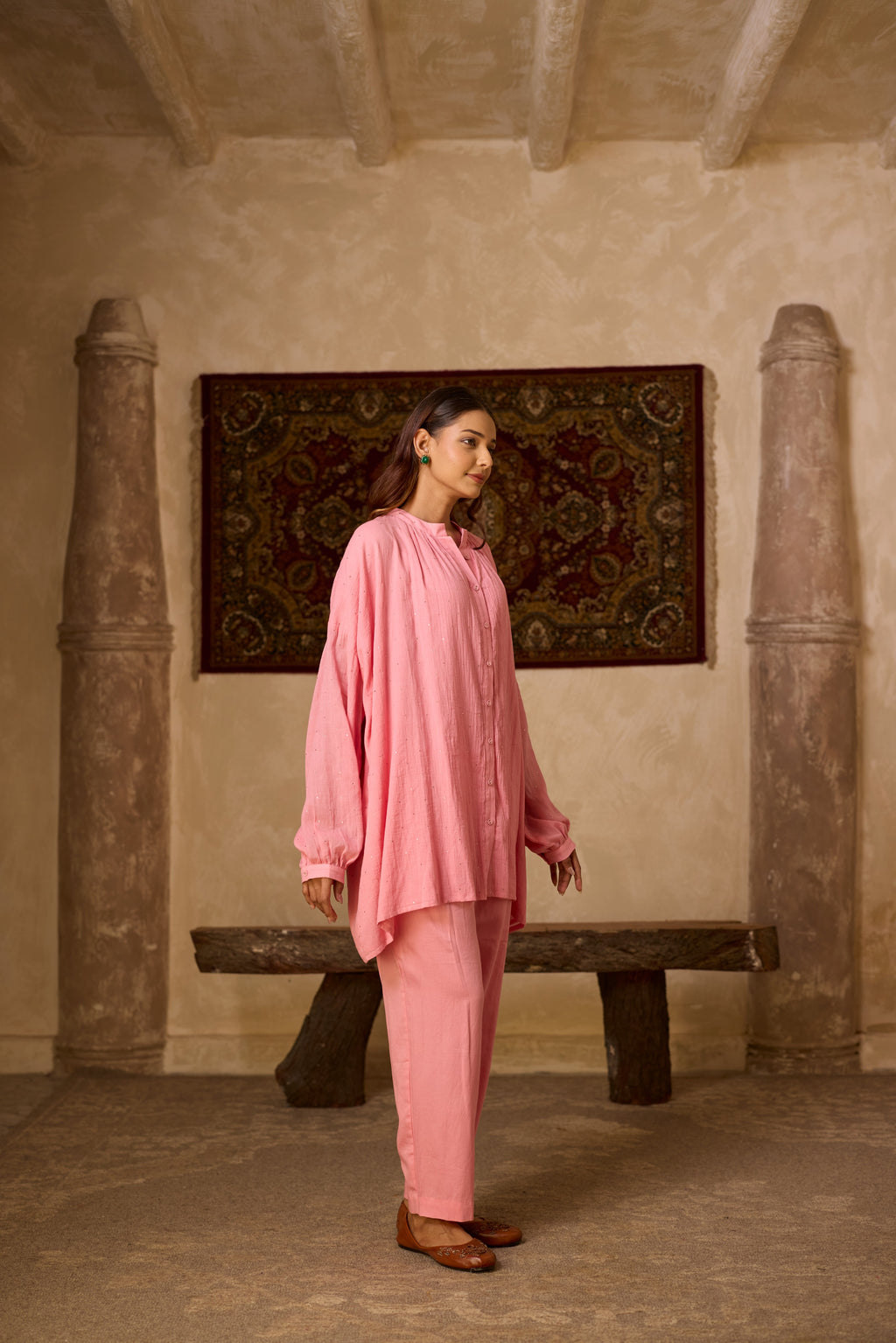 BASANTI CO-ORD SET PINK (SET OF TWO PCS)