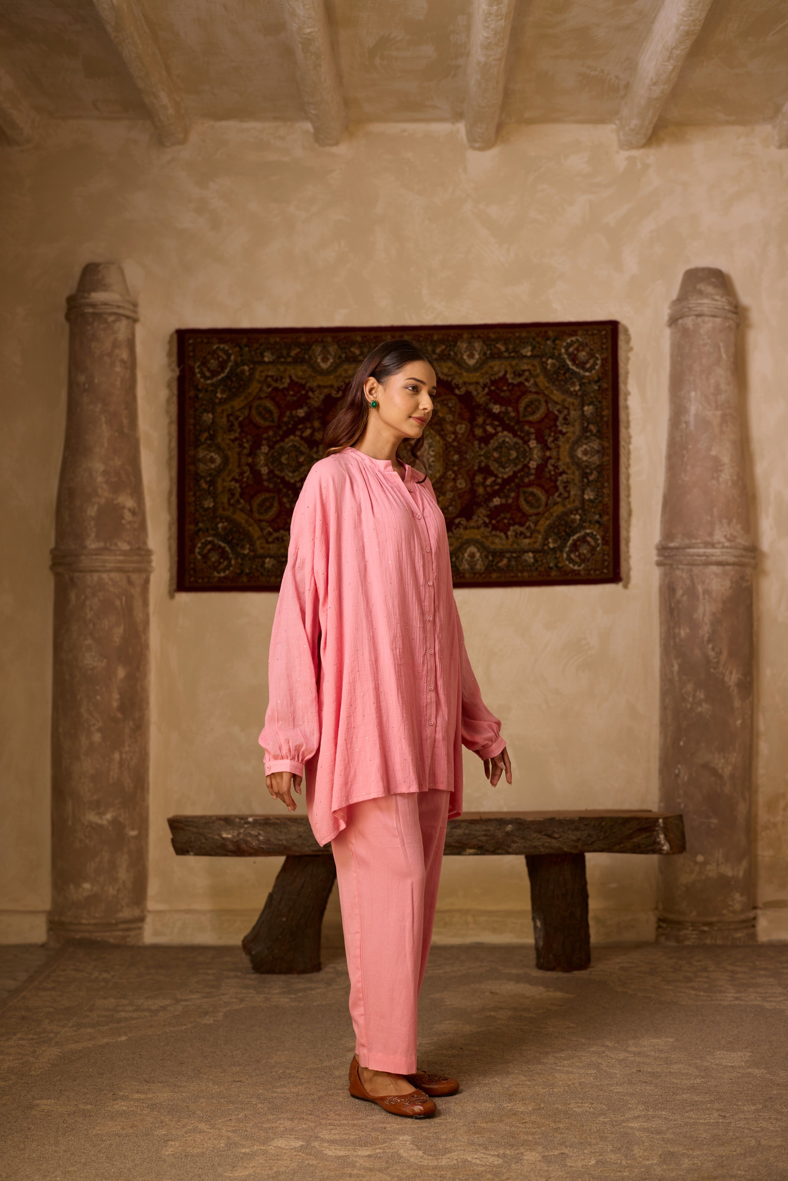 BASANTI CO-ORD SET PINK (SET OF TWO PCS)
