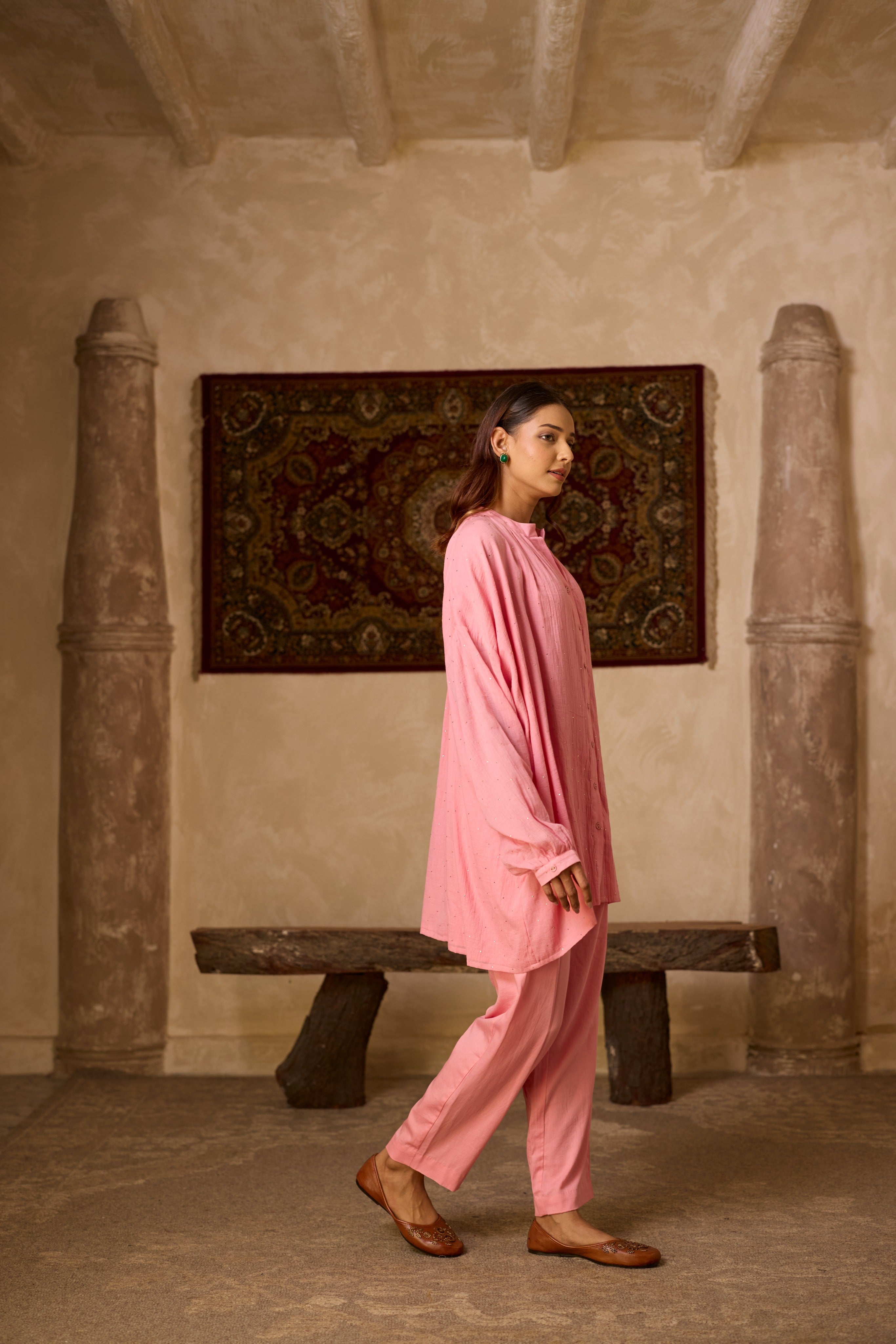 BASANTI CO-ORD SET PINK (SET OF TWO PCS)