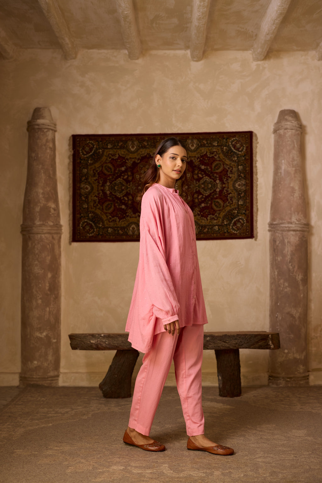 BASANTI CO-ORD SET PINK (SET OF TWO PCS)