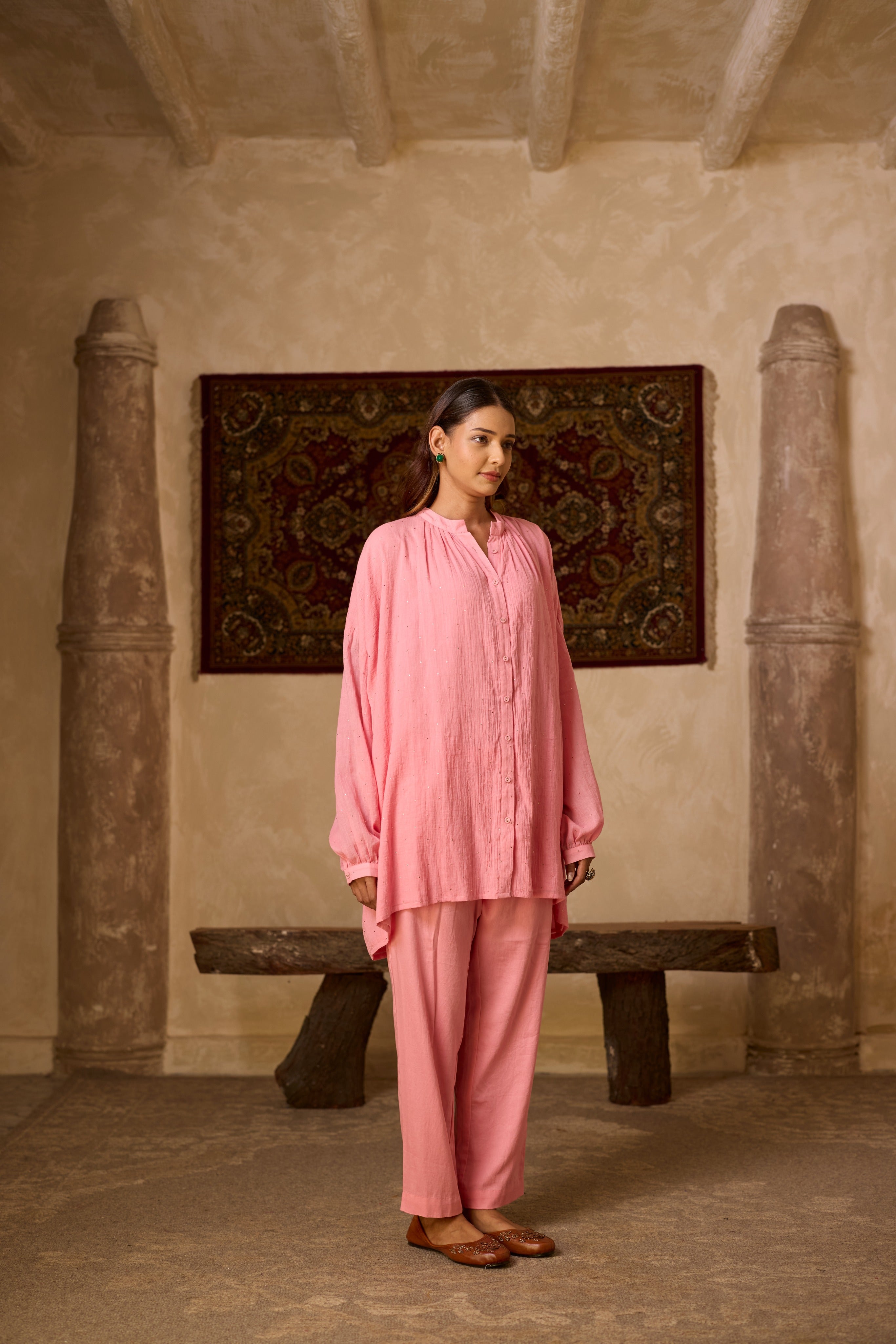 BASANTI CO-ORD SET PINK (SET OF TWO PCS)