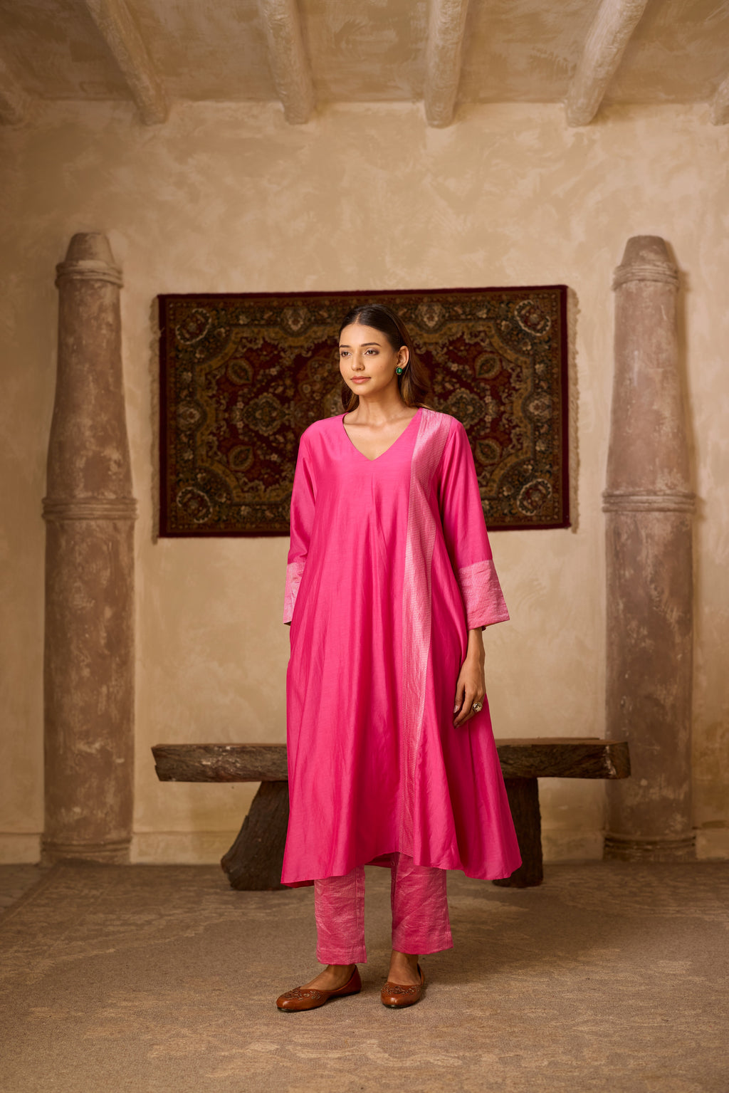 MEHER KURTA SET PINK  (SET OF THREE)