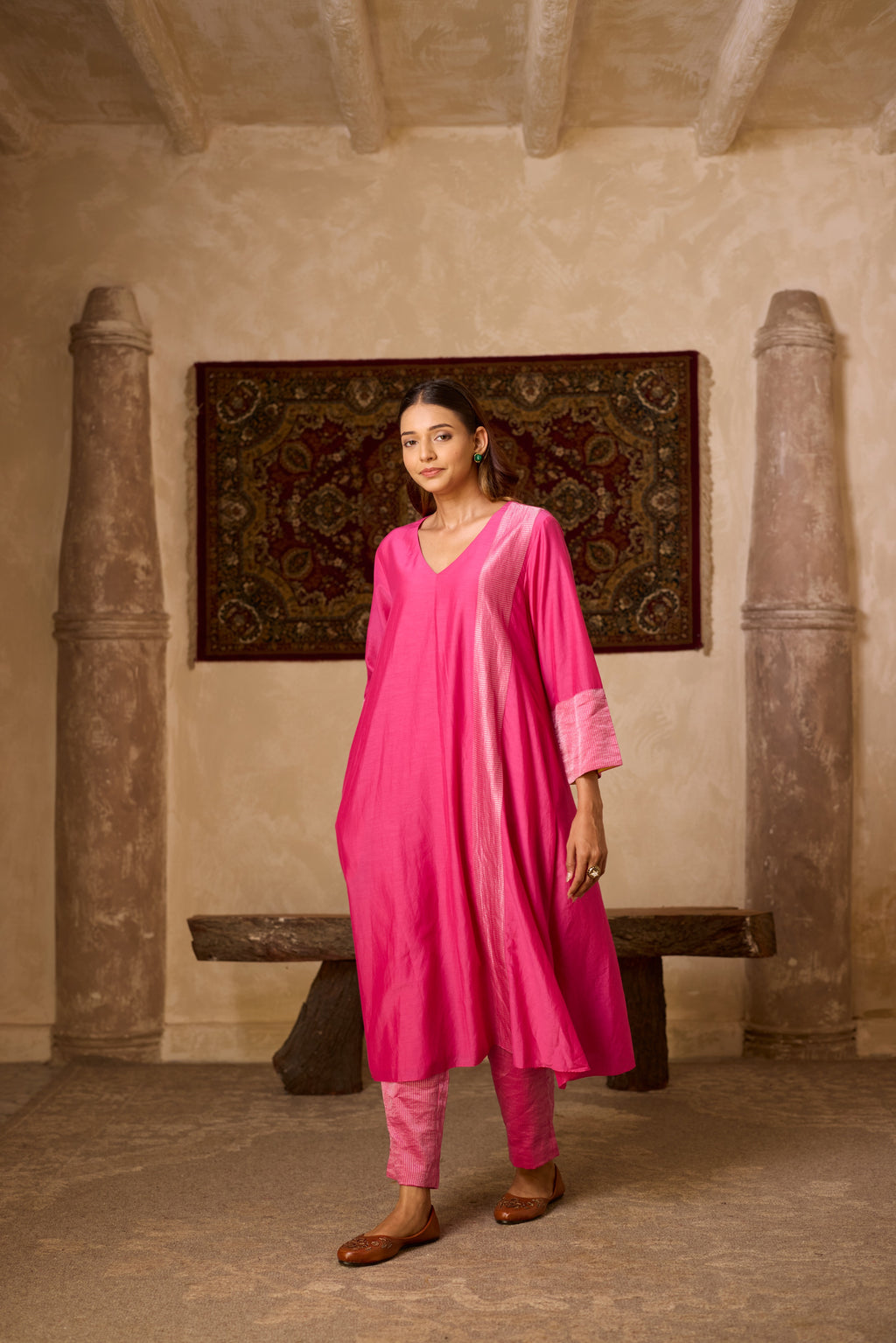 MEHER KURTA SET PINK  (SET OF THREE)