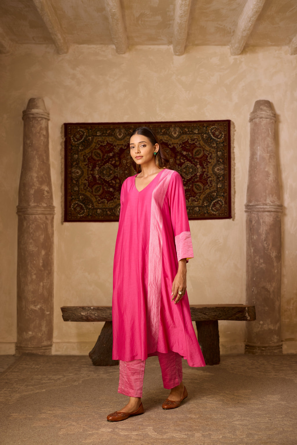 MEHER KURTA SET PINK  (SET OF THREE)