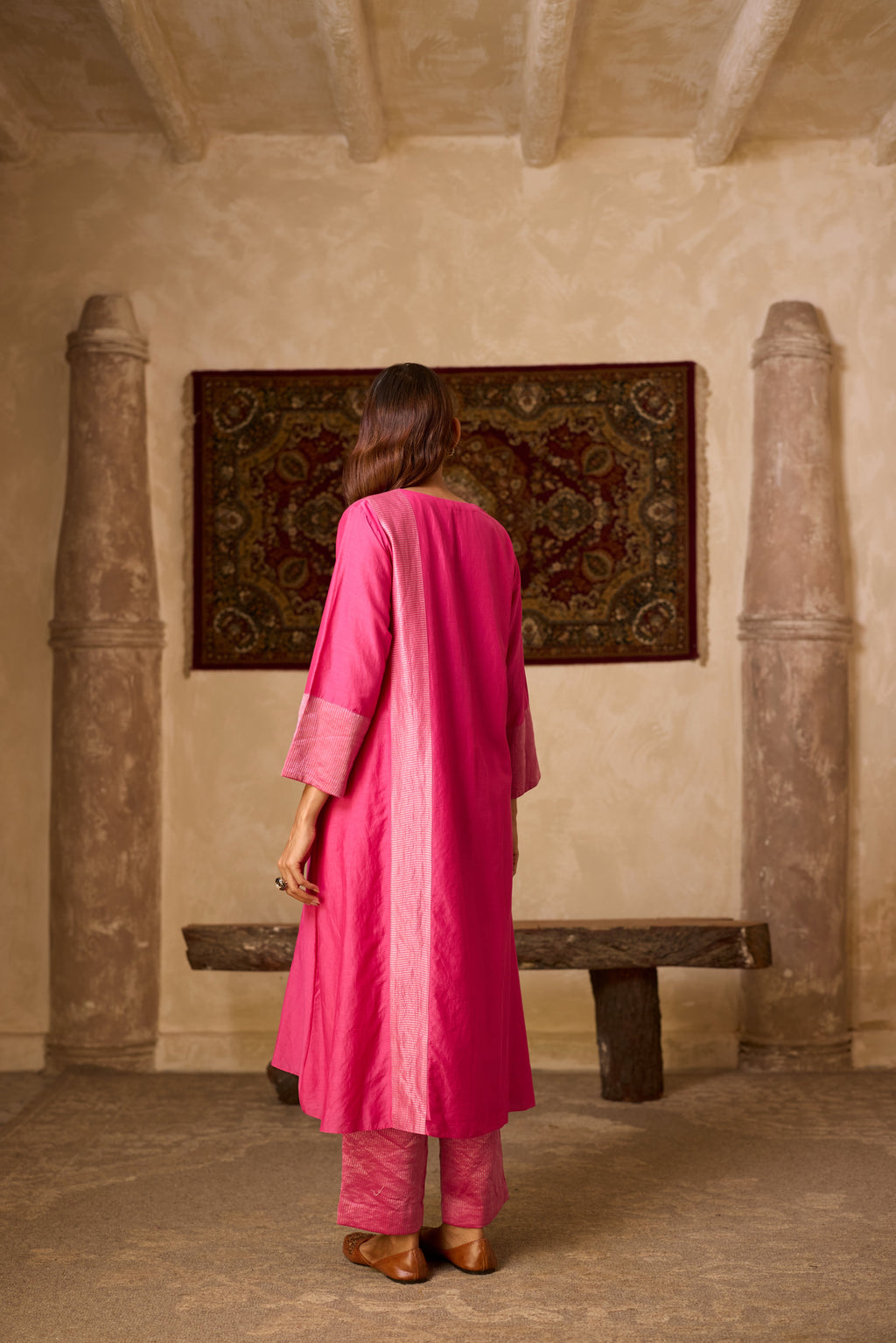MEHER KURTA SET PINK  (SET OF THREE)