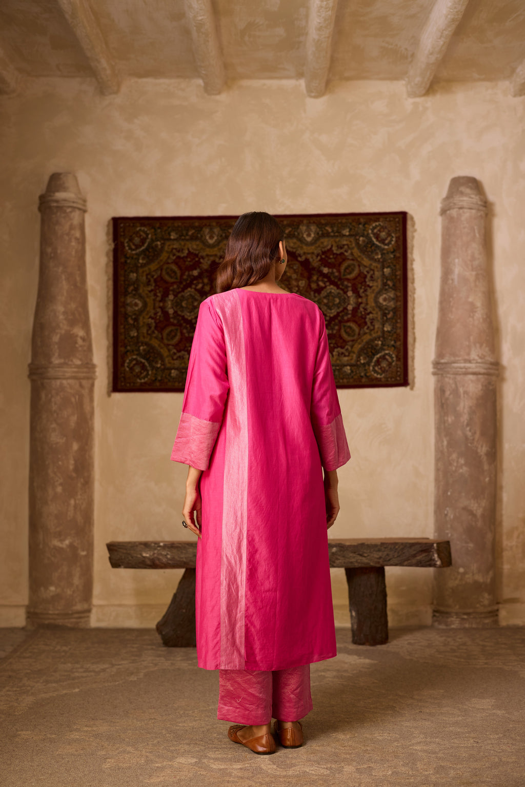 MEHER KURTA SET PINK  (SET OF THREE)