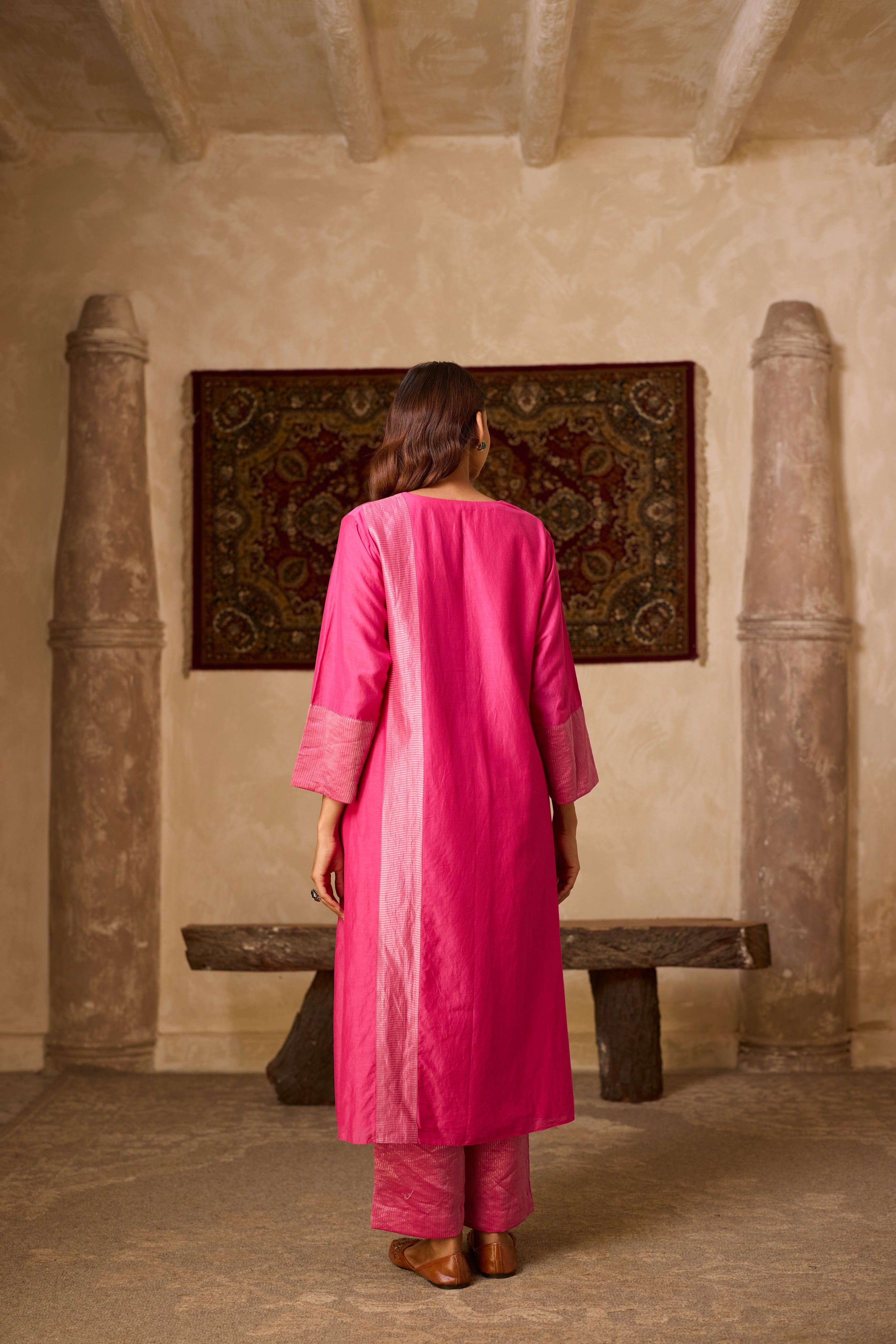 MEHER KURTA SET PINK  (SET OF THREE)