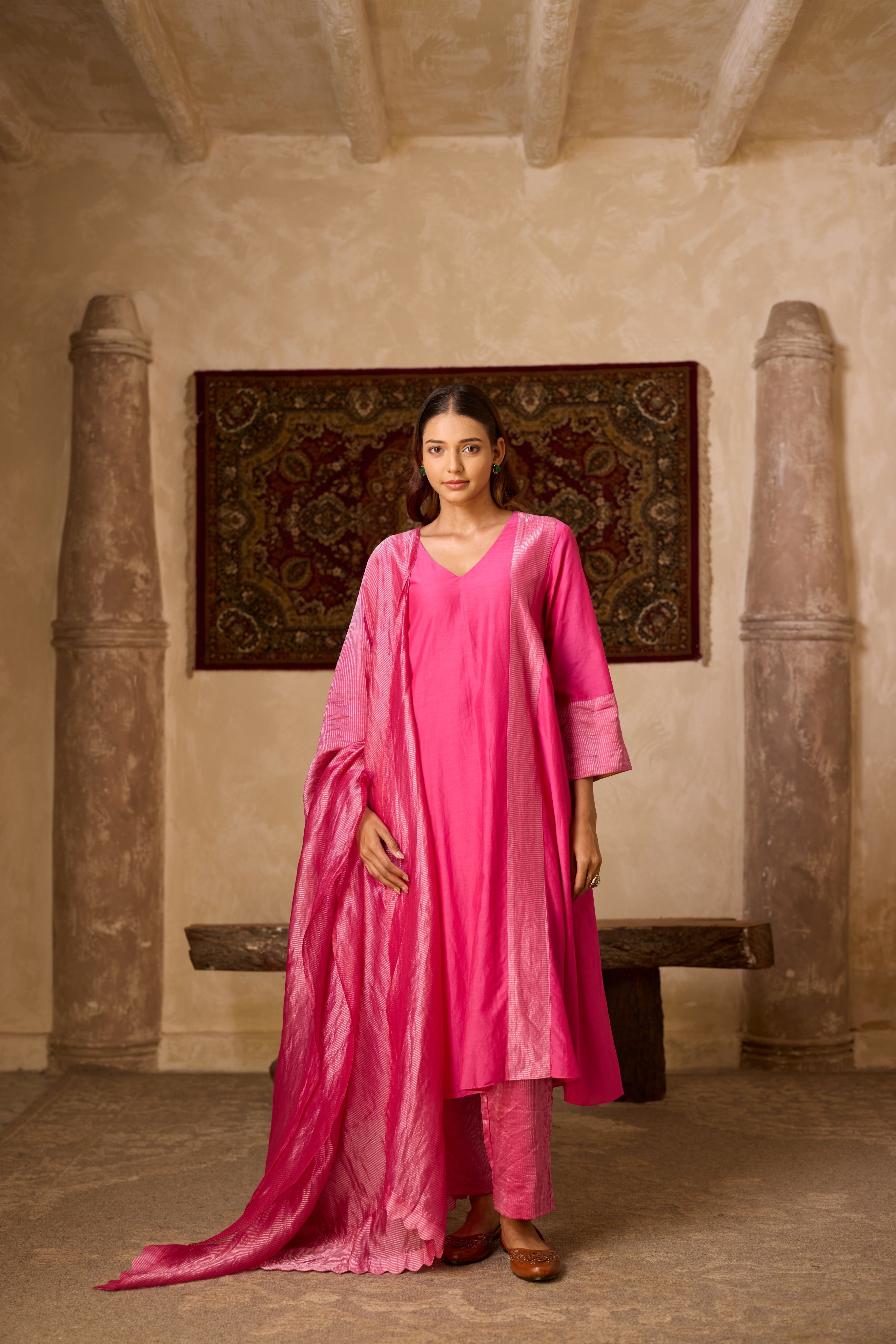MEHER KURTA SET PINK  (SET OF THREE)