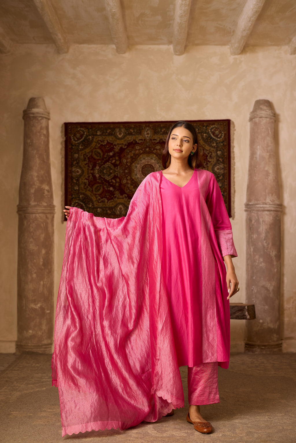 MEHER KURTA SET PINK  (SET OF THREE)
