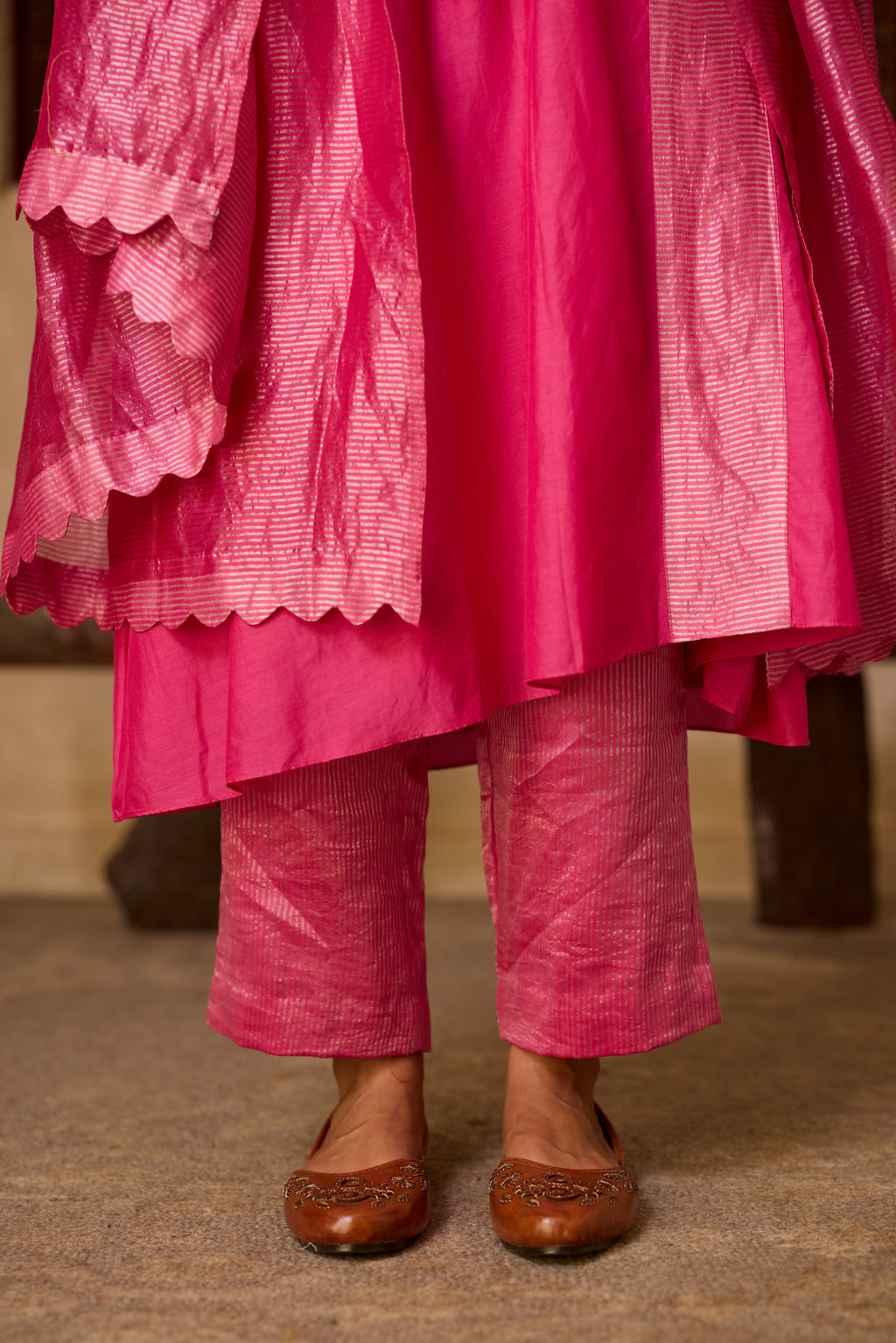 MEHER KURTA SET PINK  (SET OF THREE)
