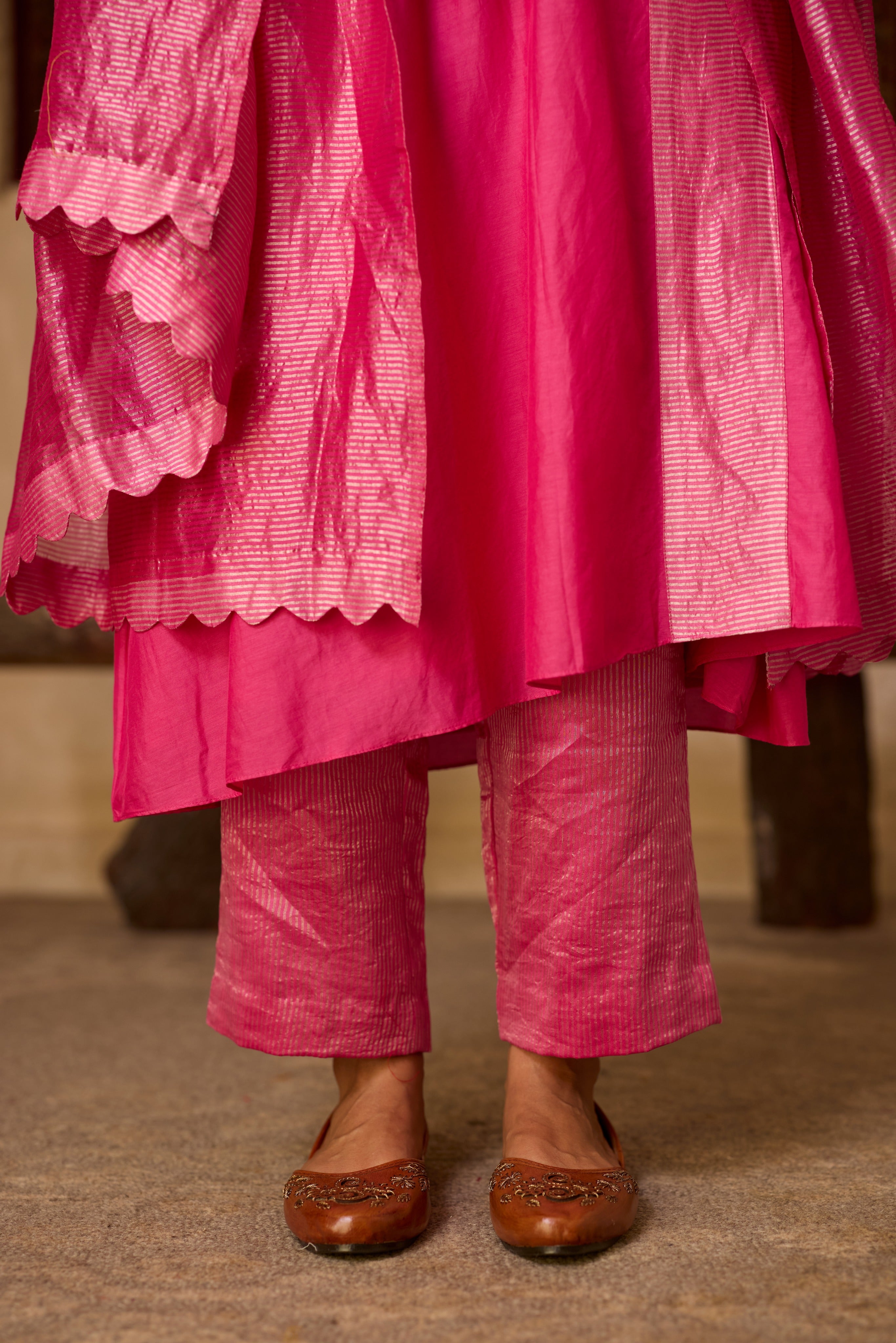 MEHER KURTA SET PINK  (SET OF THREE)