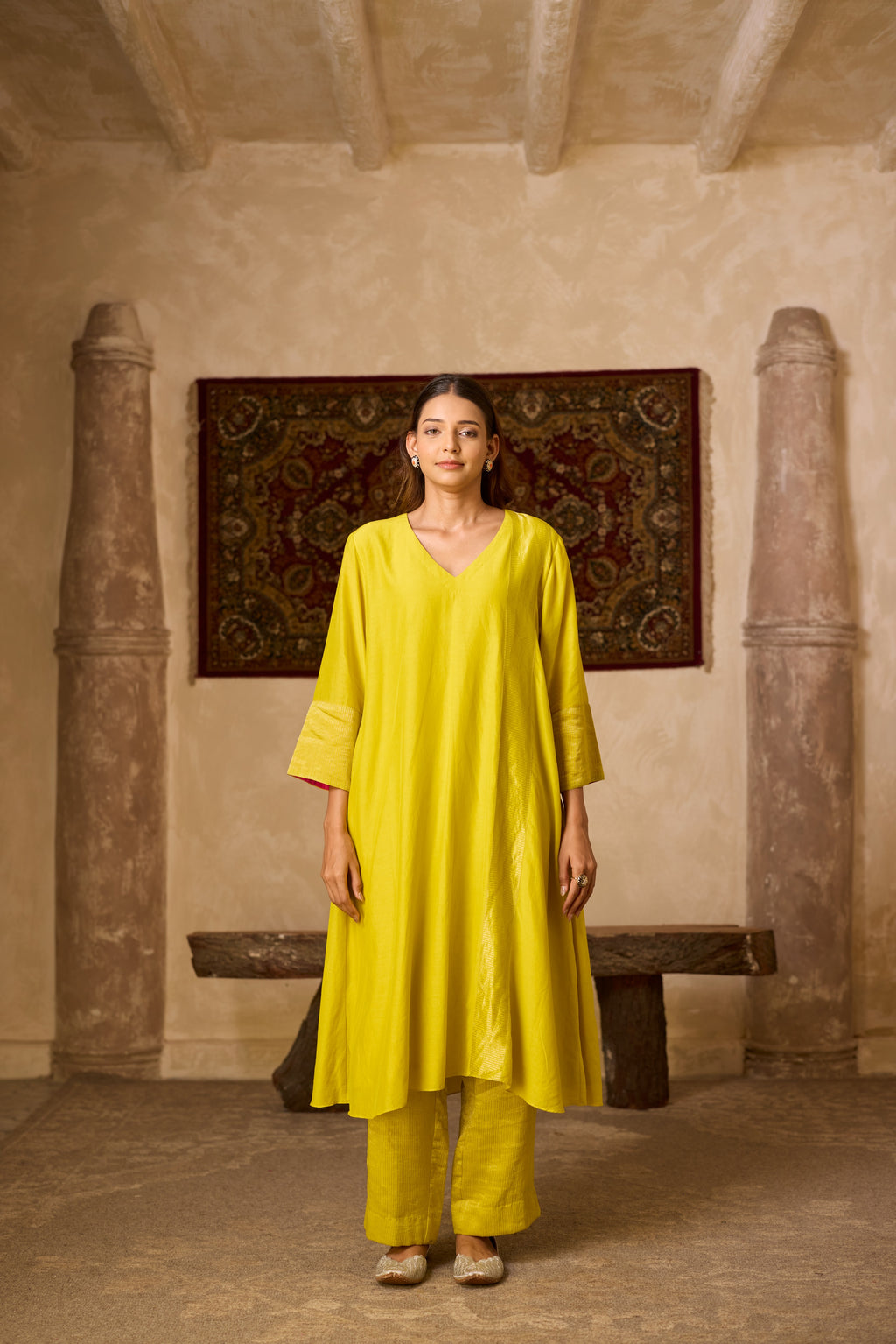 MEHER KURTA SET YELLOW  (SET OF THREE)
