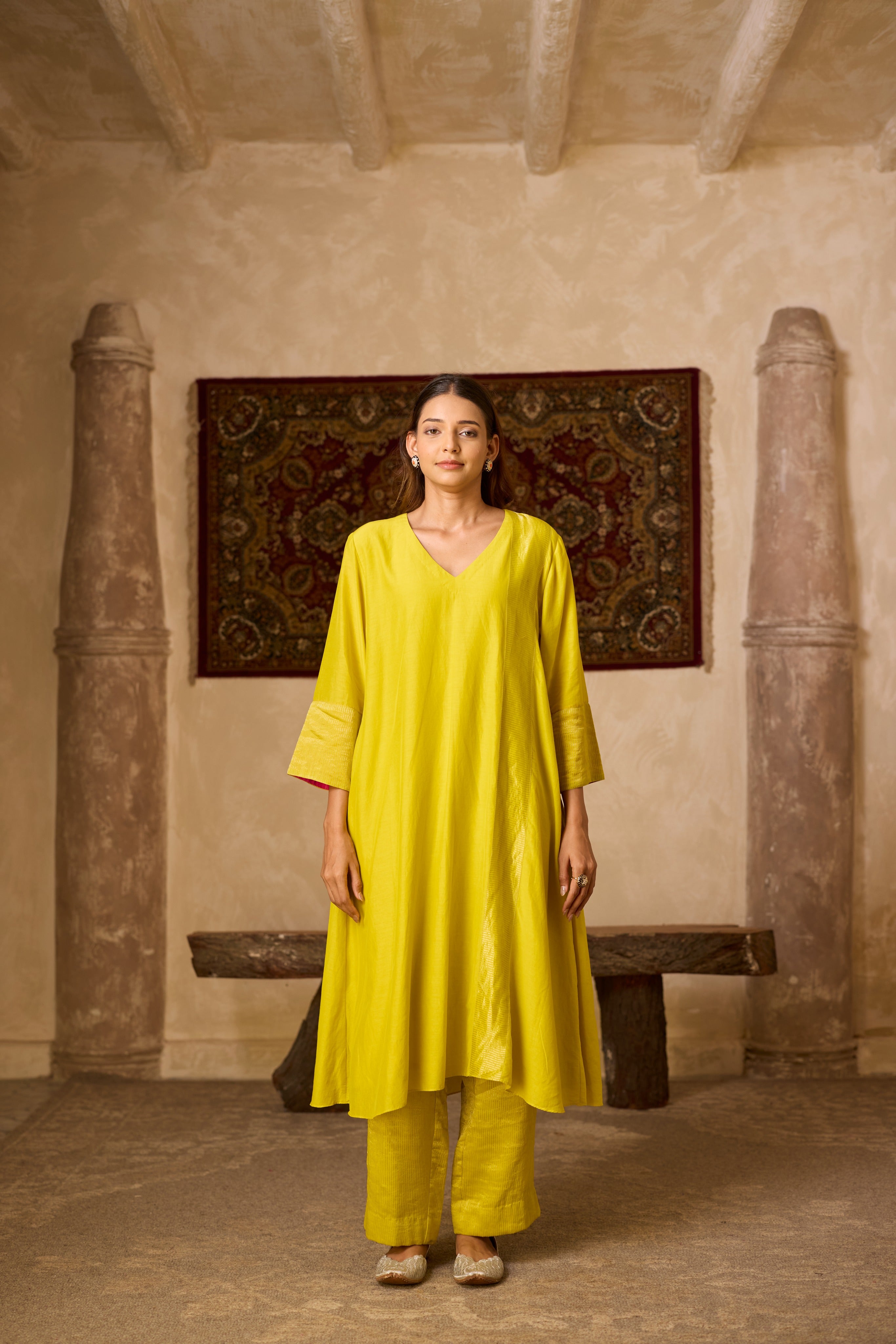 MEHER KURTA SET YELLOW  (SET OF THREE)