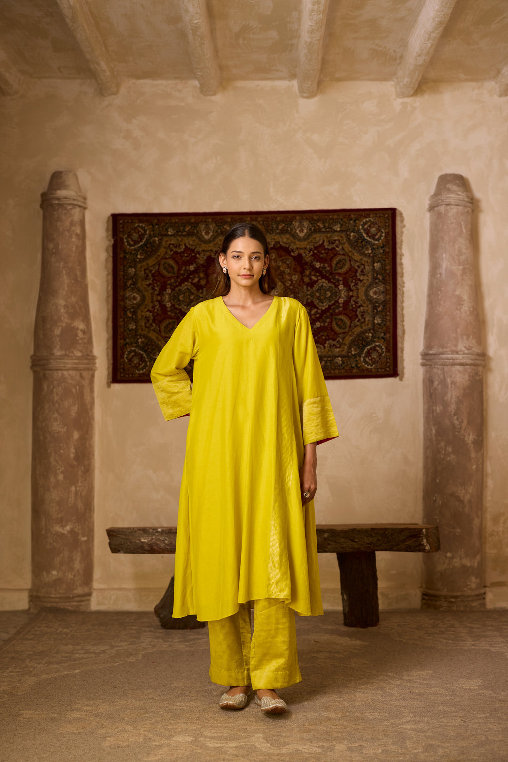 MEHER KURTA SET YELLOW  (SET OF THREE)