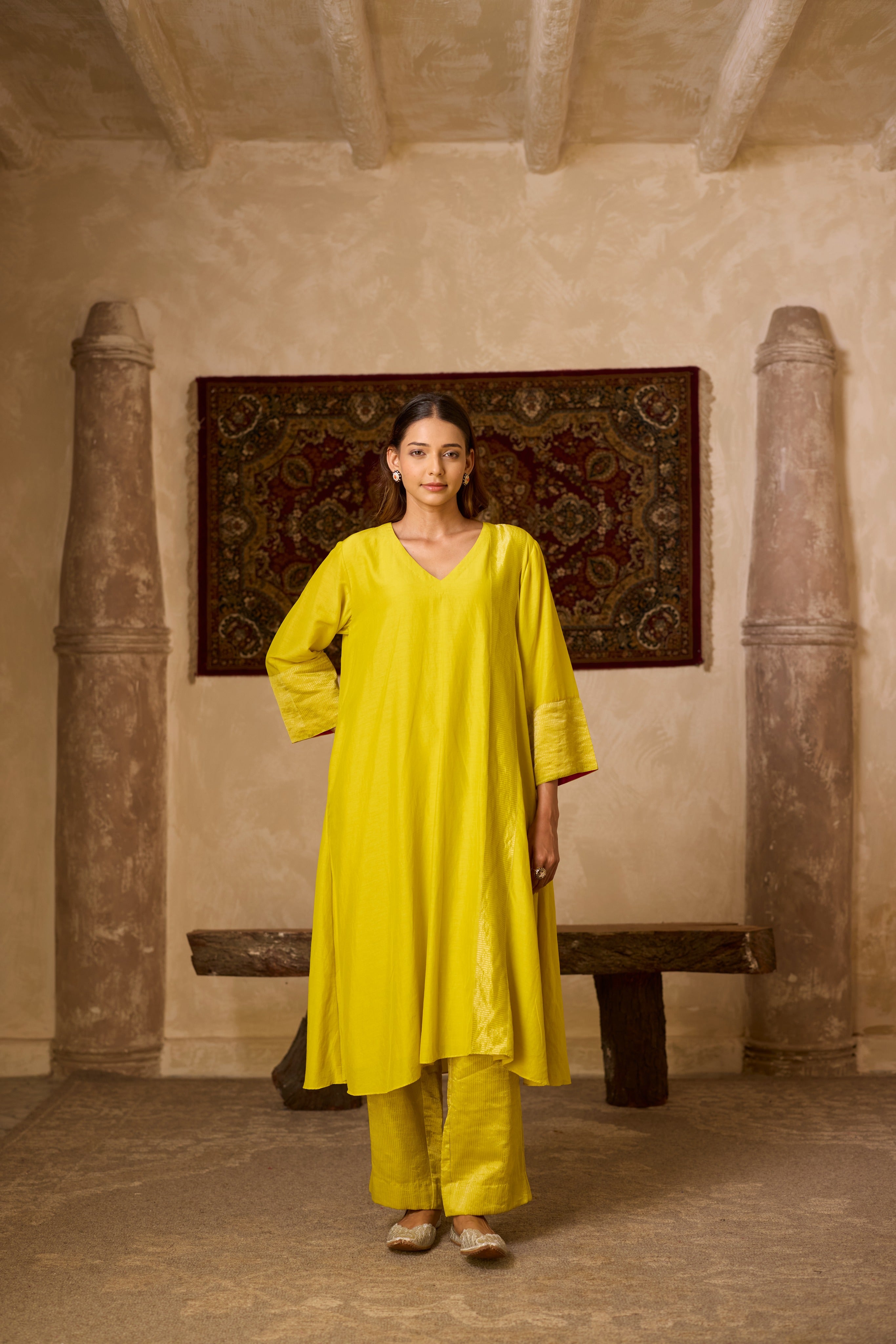 MEHER KURTA SET YELLOW  (SET OF THREE)