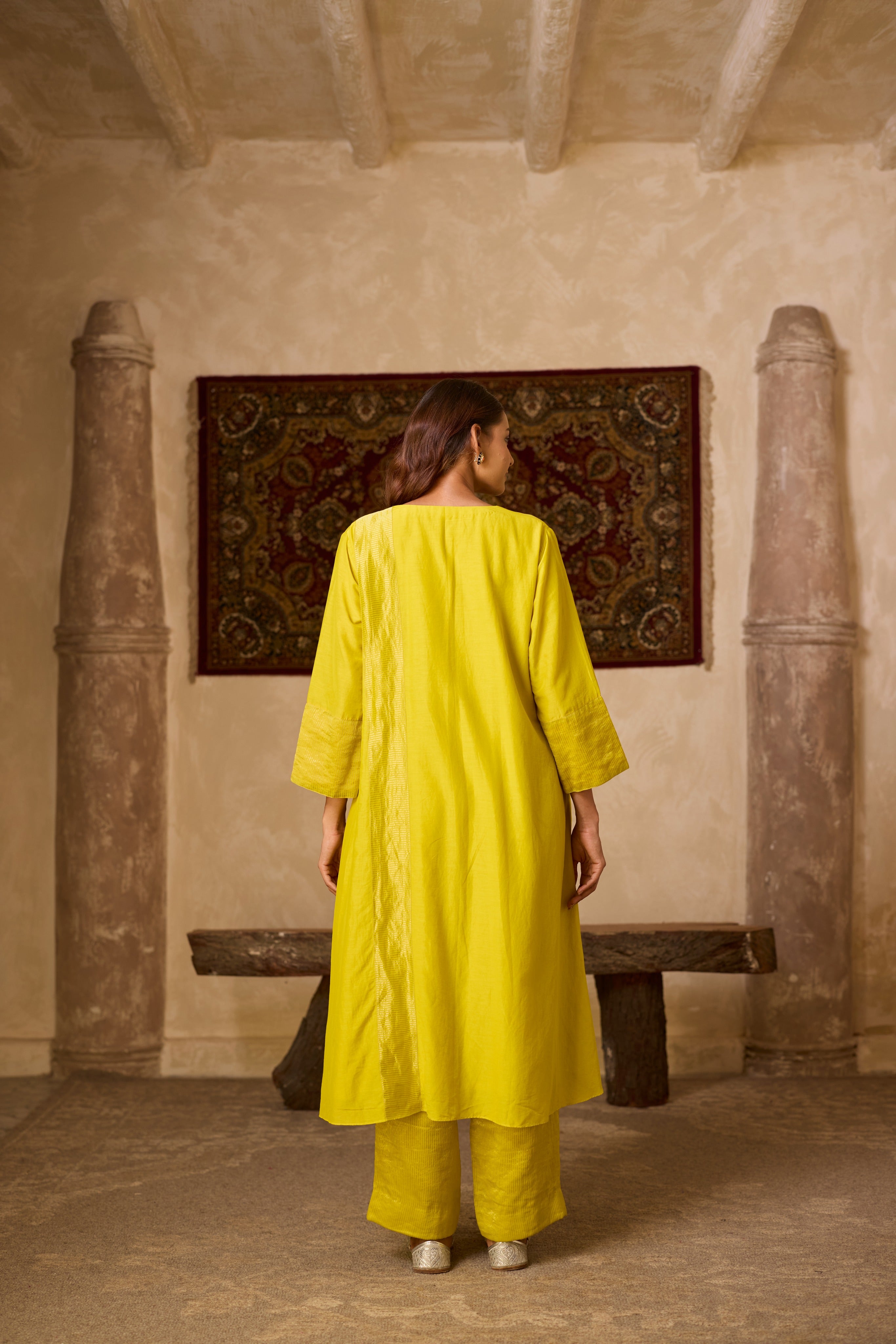 MEHER KURTA SET YELLOW  (SET OF THREE)