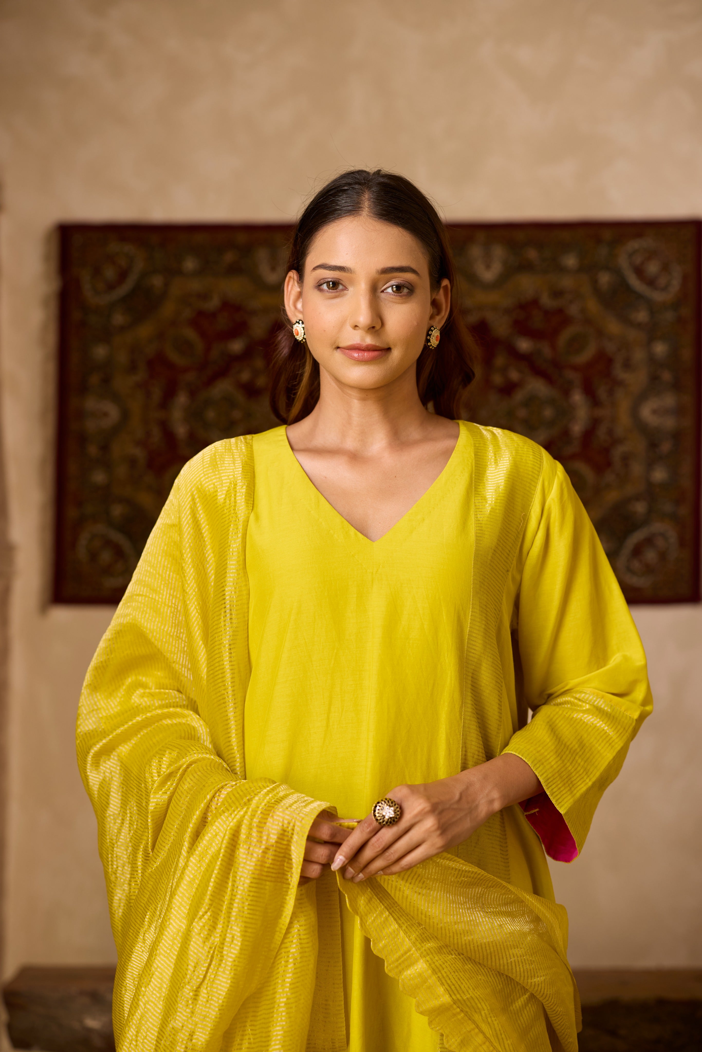 MEHER KURTA SET YELLOW  (SET OF THREE)