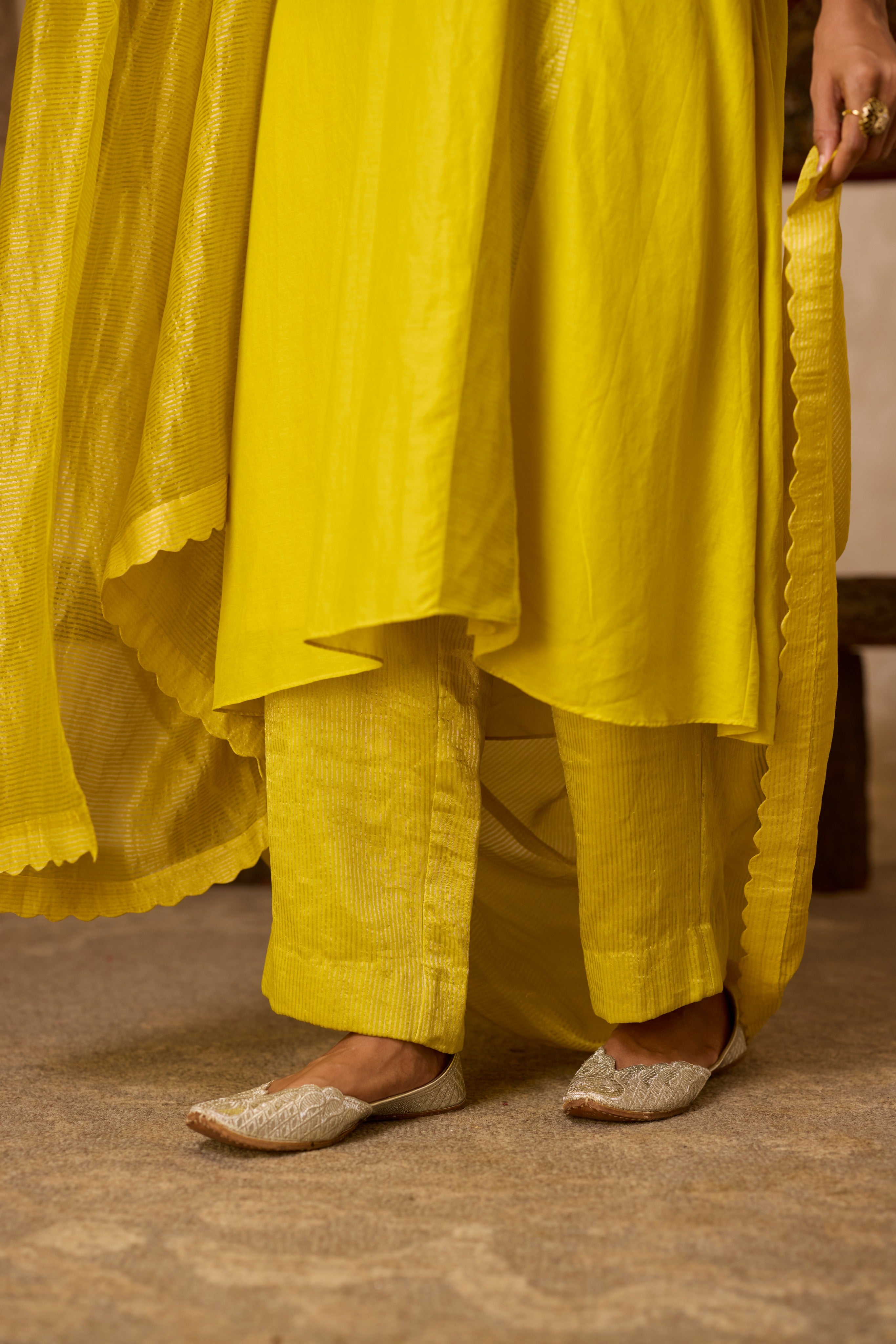 MEHER KURTA SET YELLOW  (SET OF THREE)