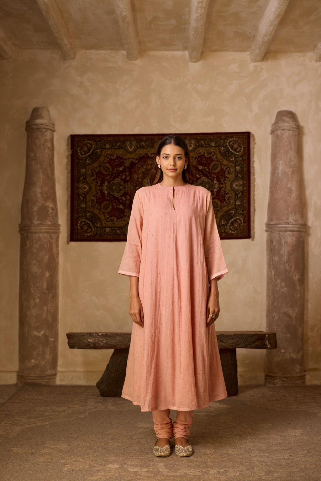 NOOR KALIDAR KURTA SET ROSE (SET OF THREE)