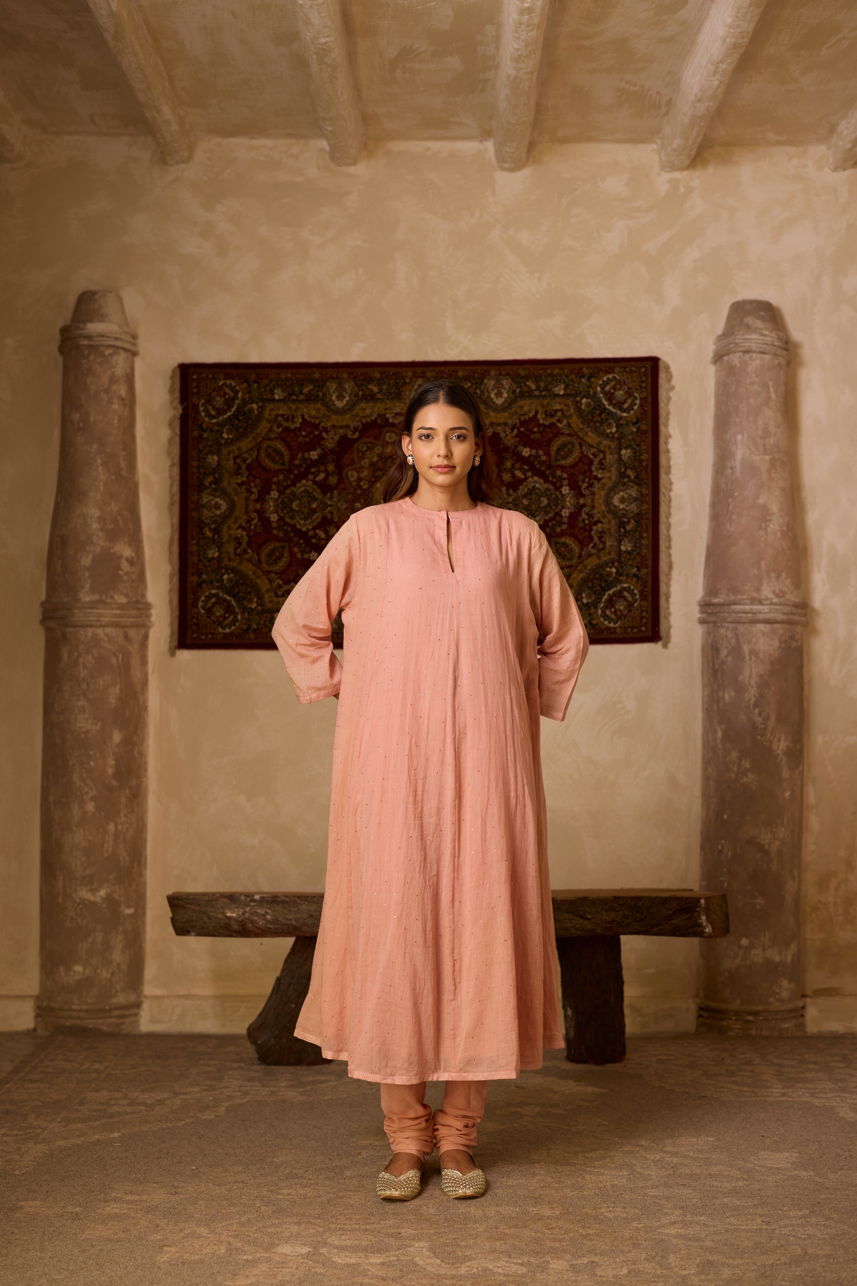 NOOR KALIDAR KURTA SET ROSE (SET OF THREE)