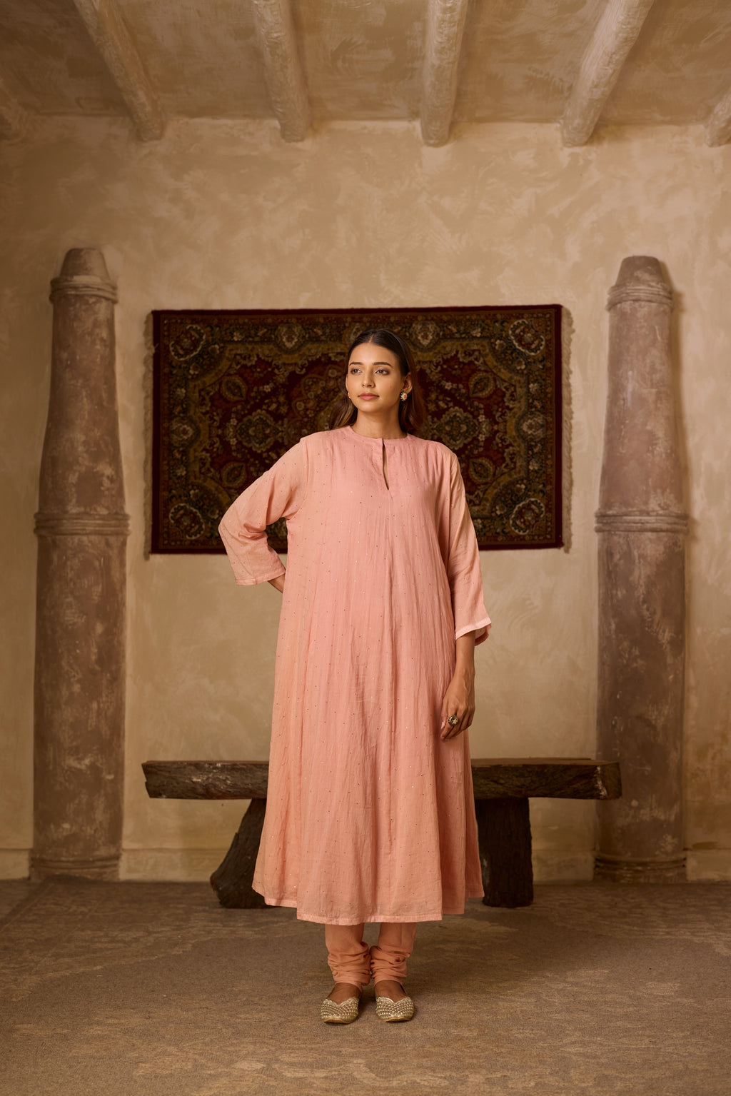 NOOR KALIDAR KURTA SET ROSE (SET OF THREE)