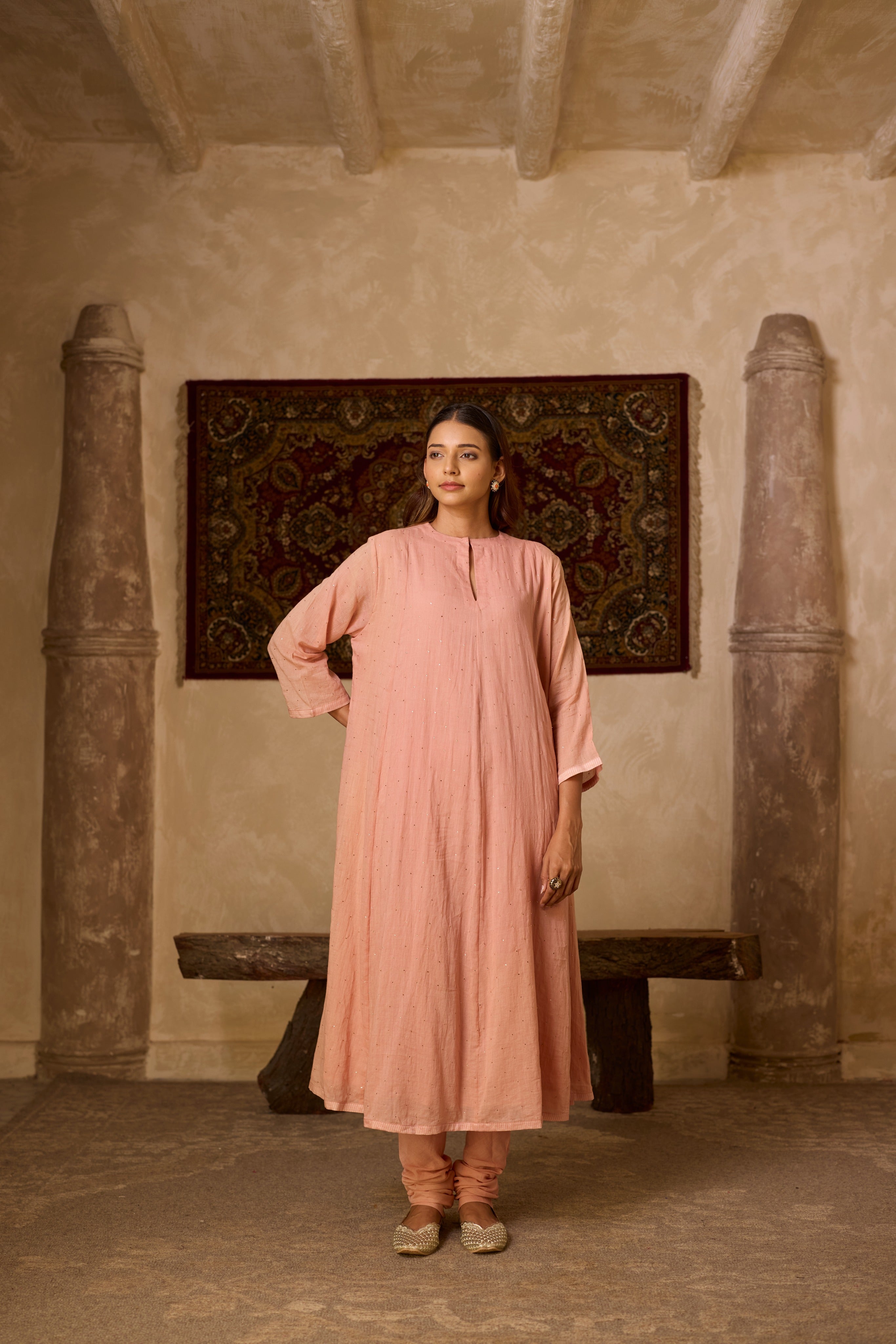 NOOR KALIDAR KURTA SET ROSE (SET OF THREE)