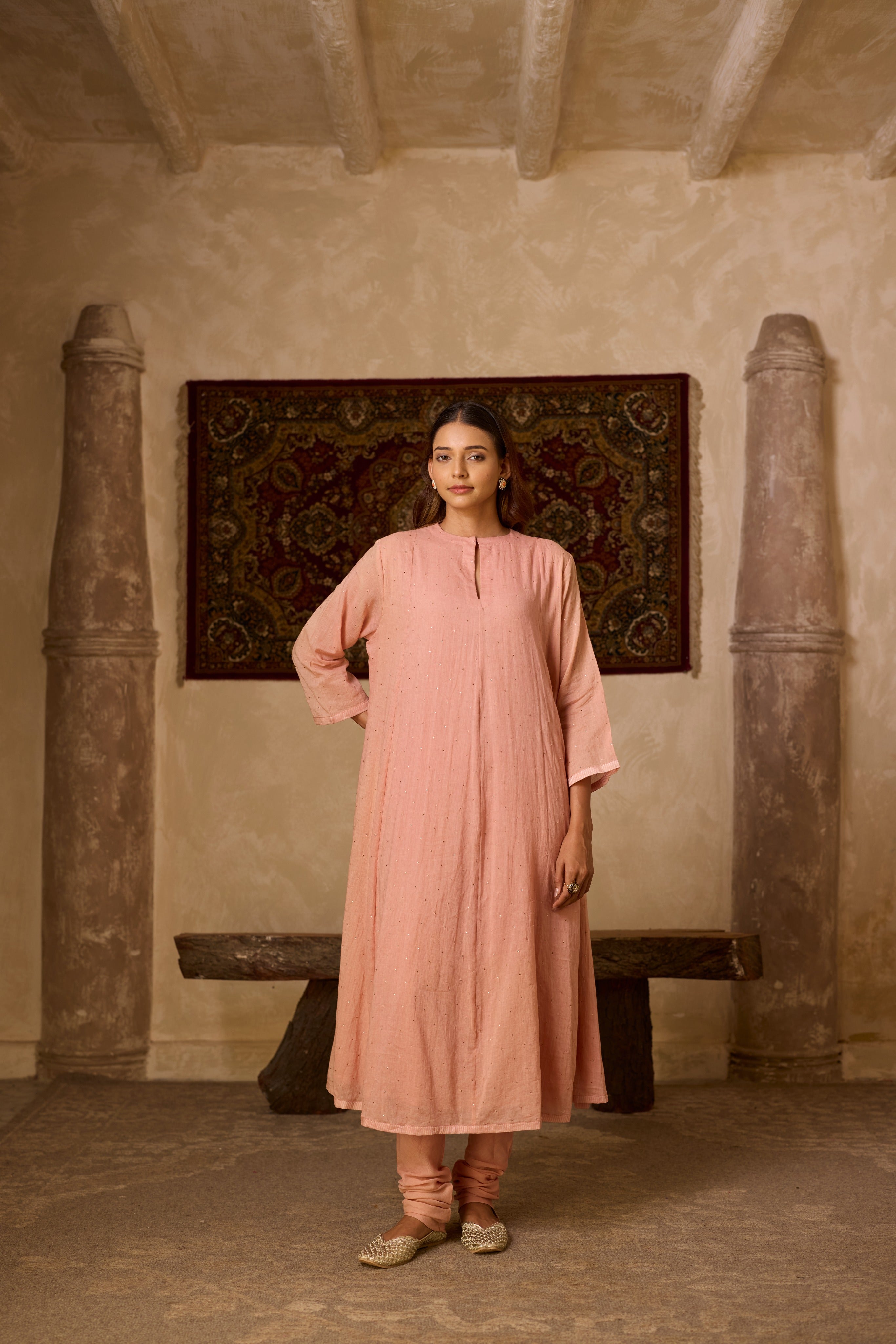 NOOR KALIDAR KURTA SET ROSE (SET OF THREE)