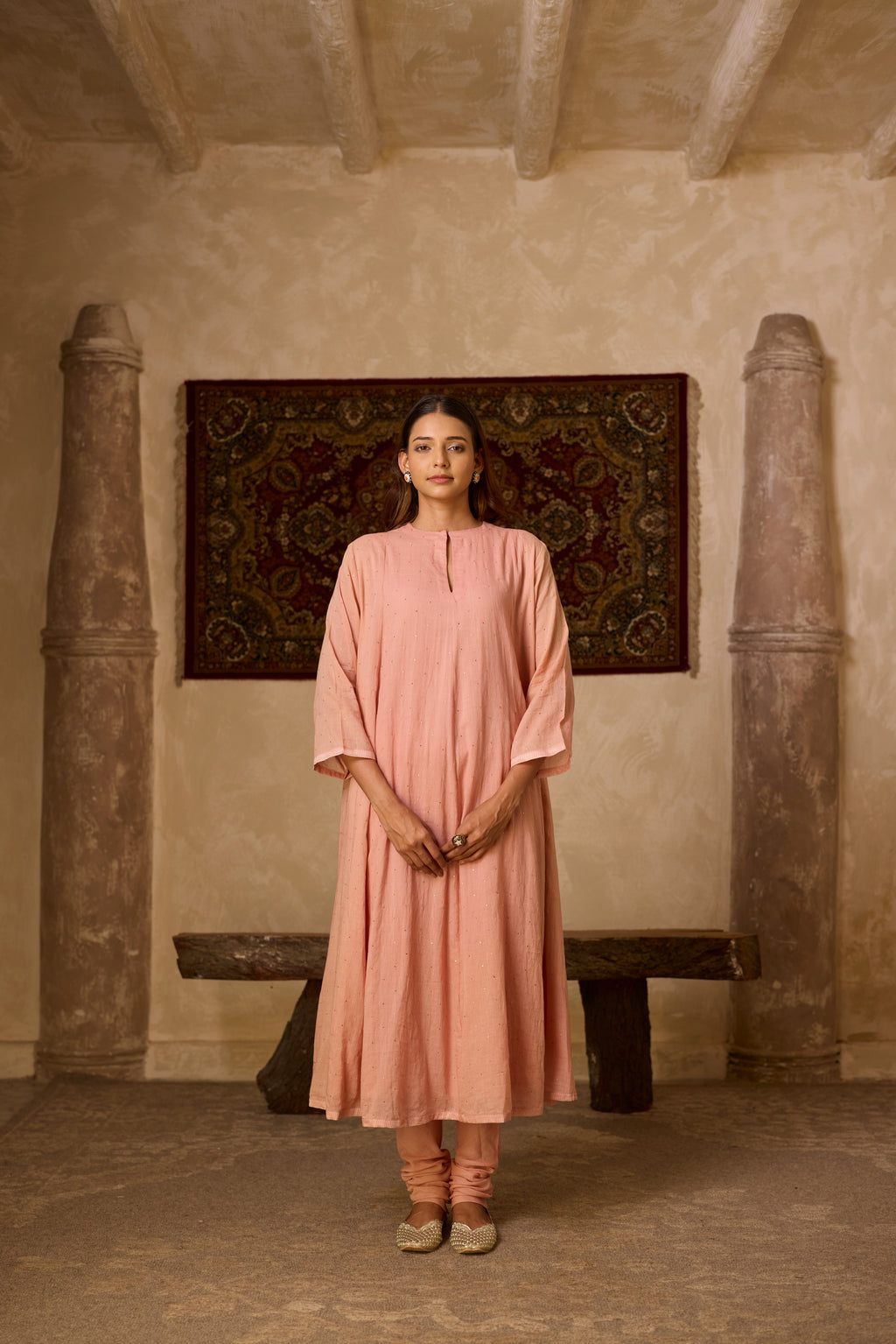 NOOR KALIDAR KURTA SET ROSE (SET OF THREE)