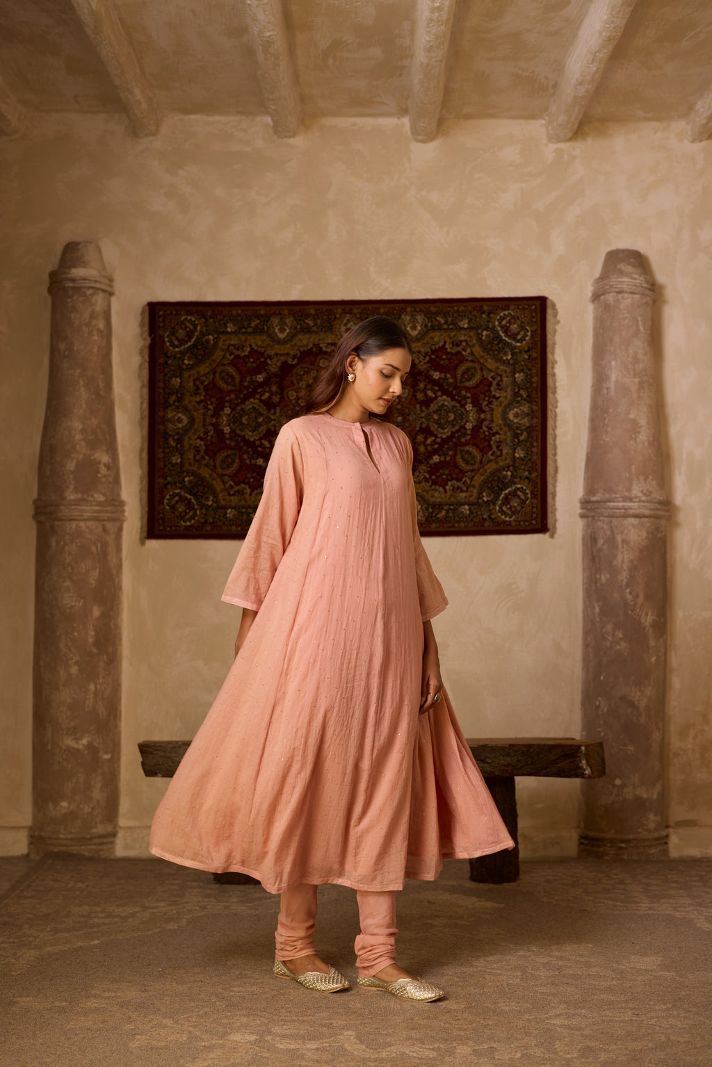NOOR KALIDAR KURTA SET ROSE (SET OF THREE)