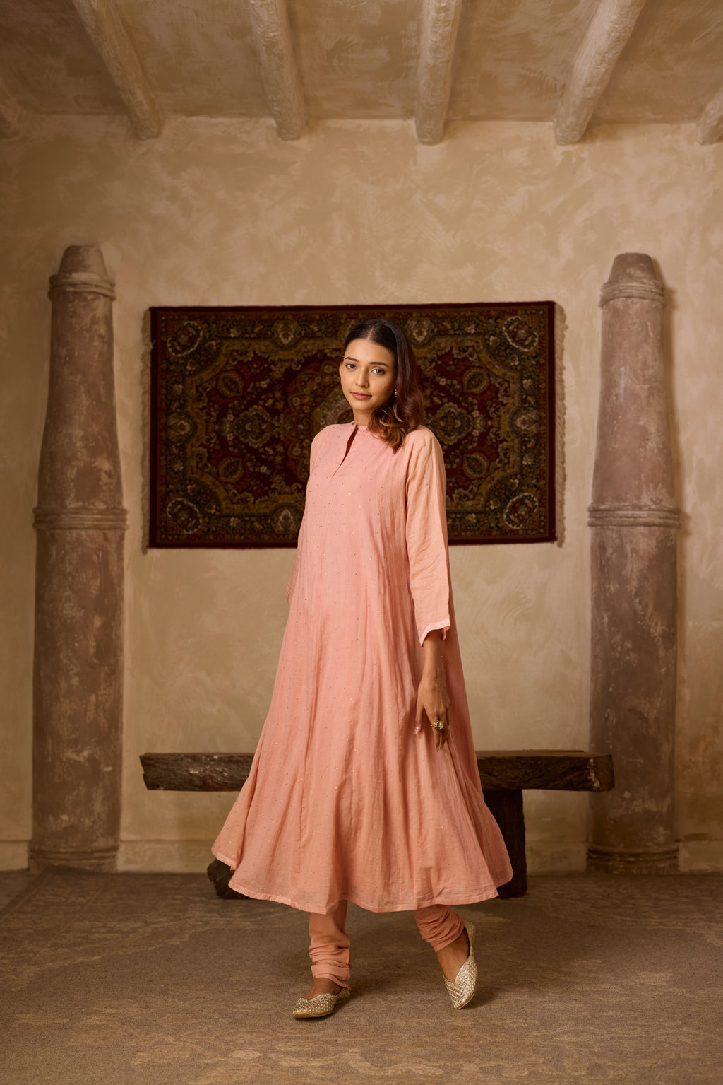NOOR KALIDAR KURTA SET ROSE (SET OF THREE)