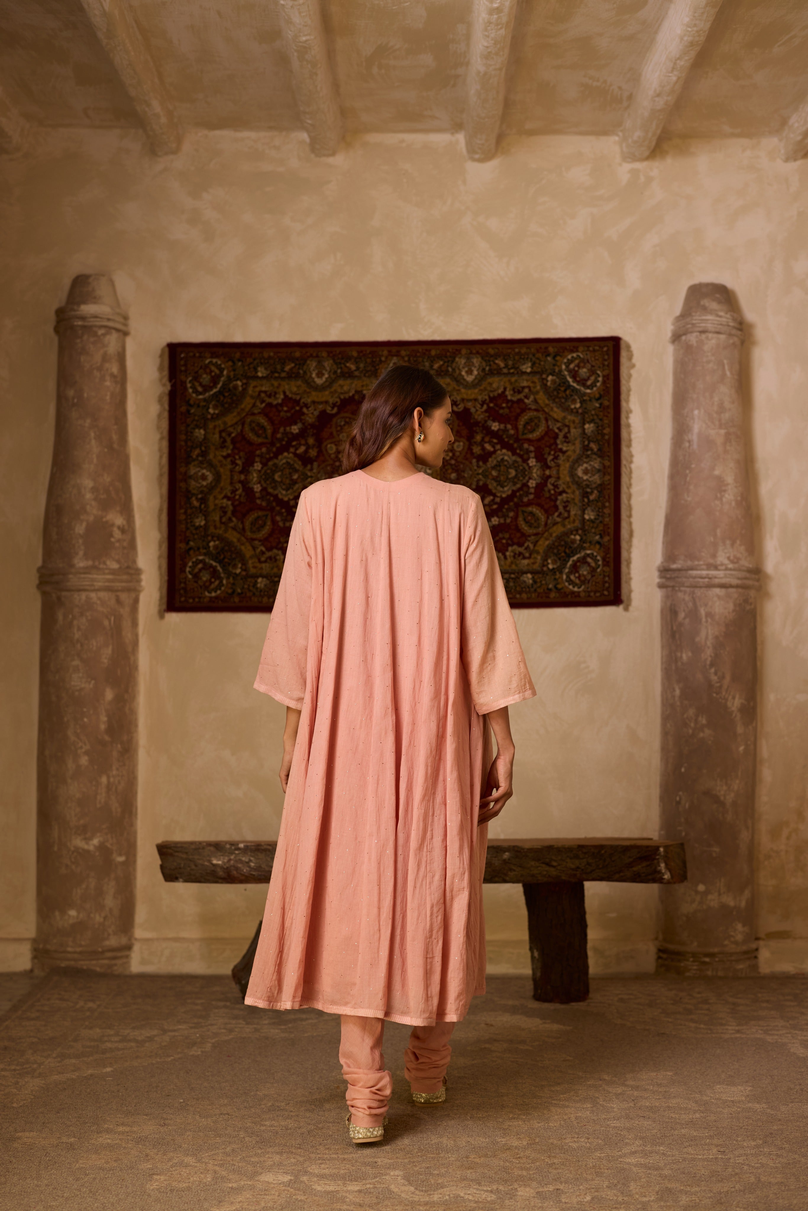 NOOR KALIDAR KURTA SET ROSE (SET OF THREE)