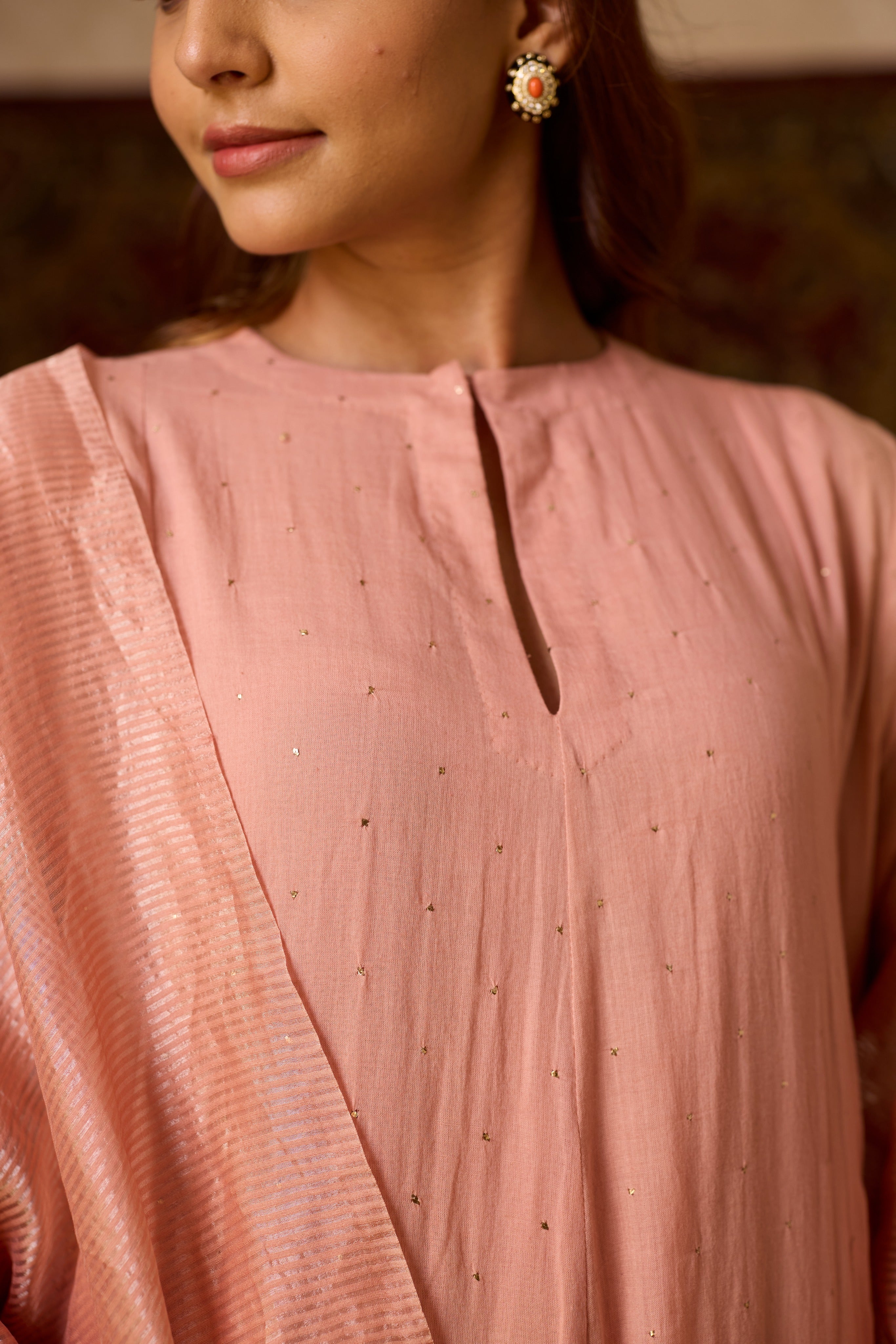 NOOR KALIDAR KURTA SET ROSE (SET OF THREE)