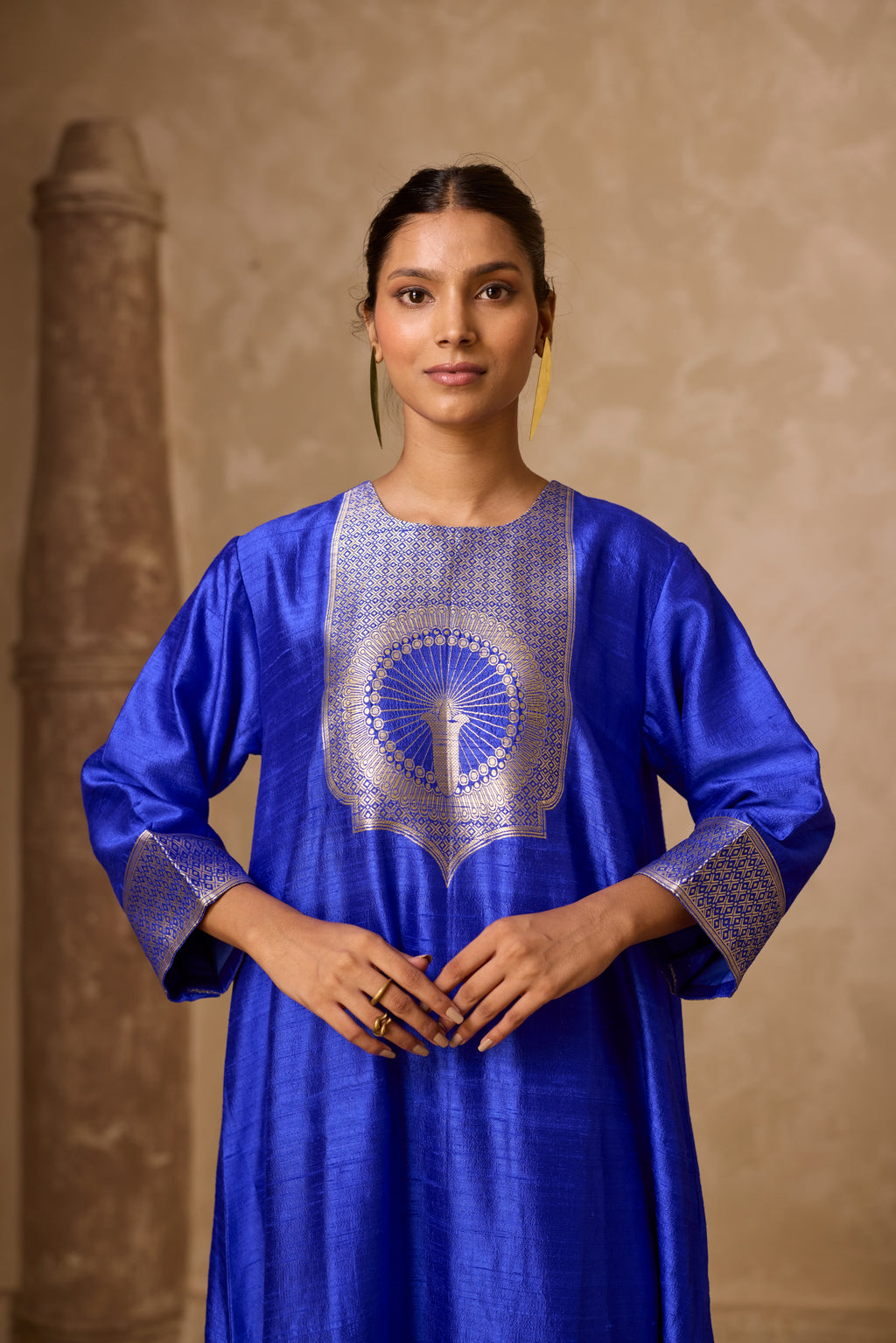 ADA RO SILK KURTA SET ROYAL BLUE
