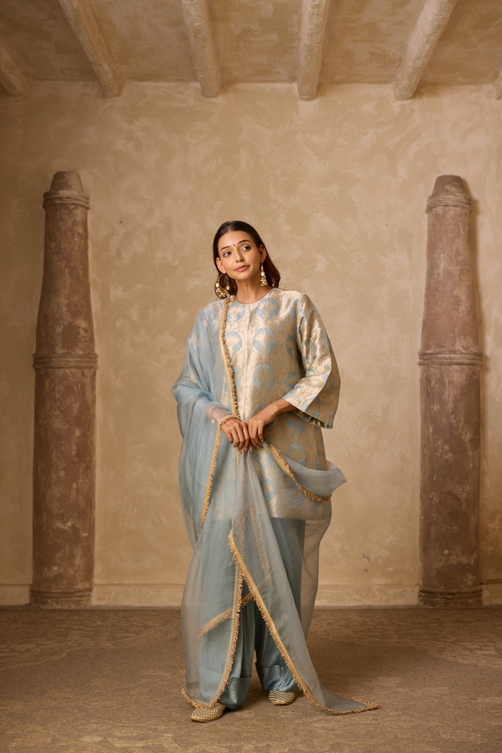 NAAZ FARSHI SET POWDER BLUE (SET OF THREE)