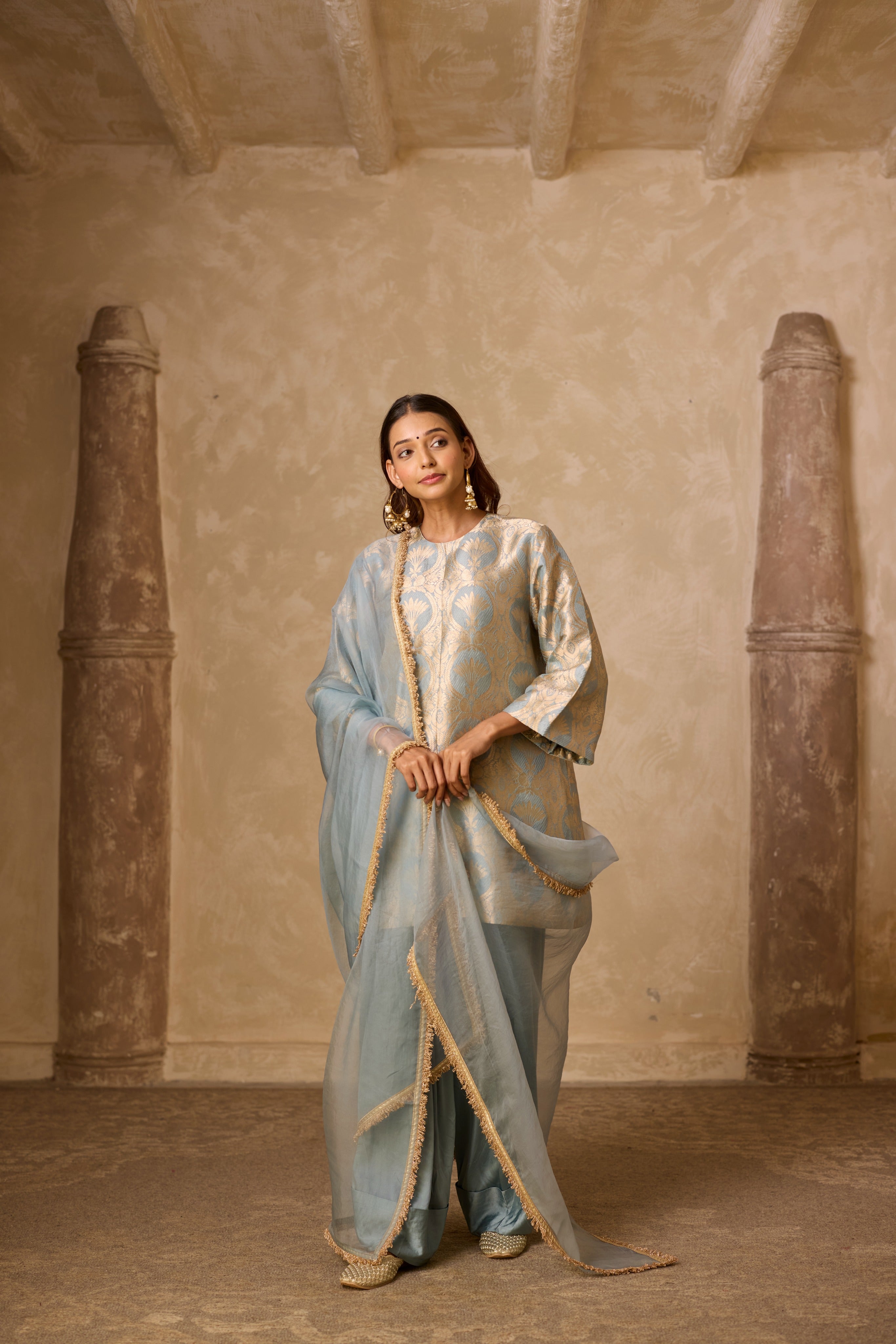 NAAZ FARSHI SET POWDER BLUE (SET OF THREE)