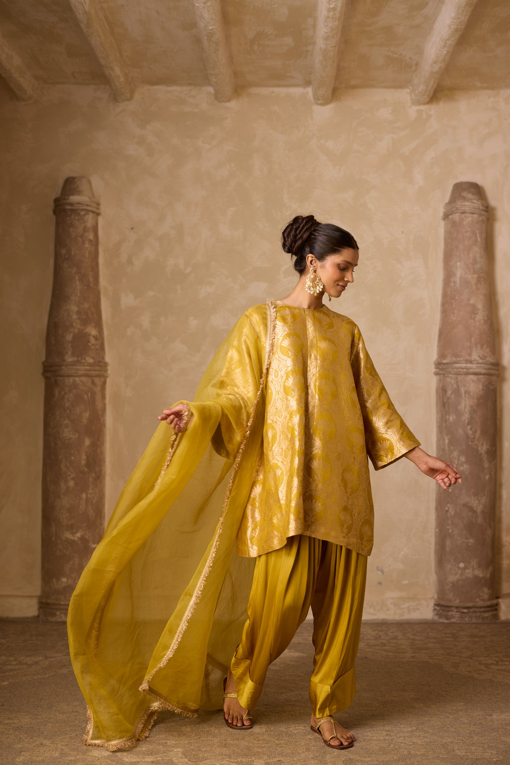 NAAZ FARSHI SET MUSTED YELLOW (SET OF THREE)