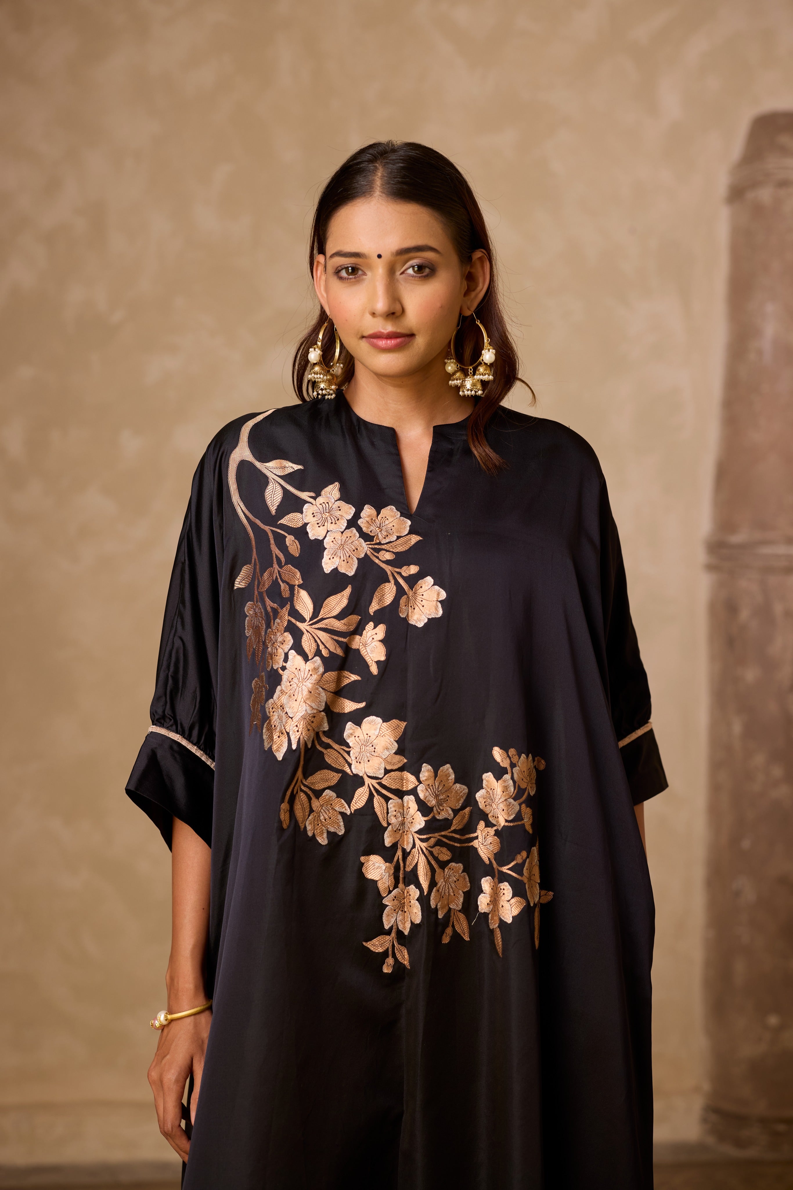 PHOOL KAFTAN SET BLACK