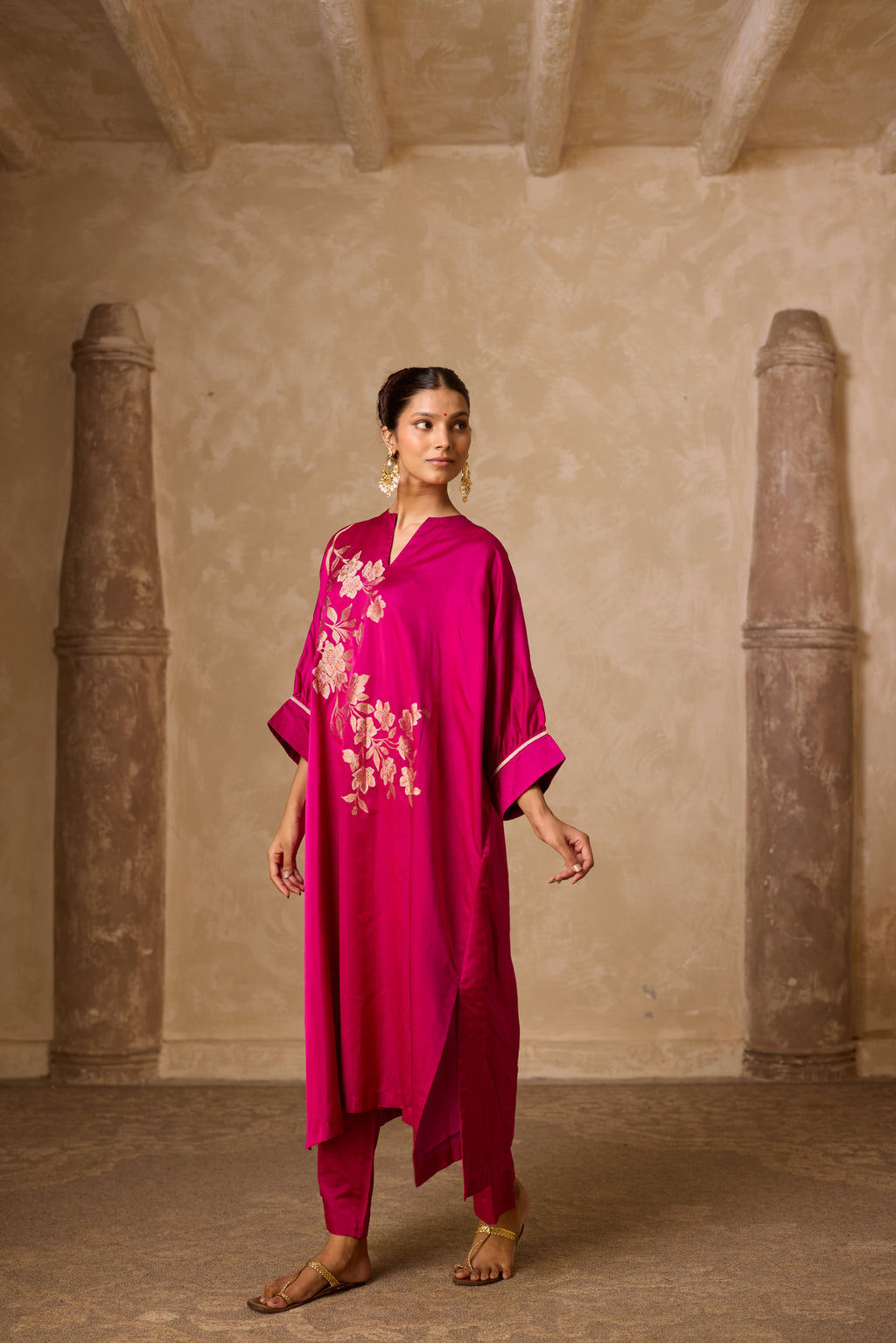 PHOOL KAFTAN SET PINK