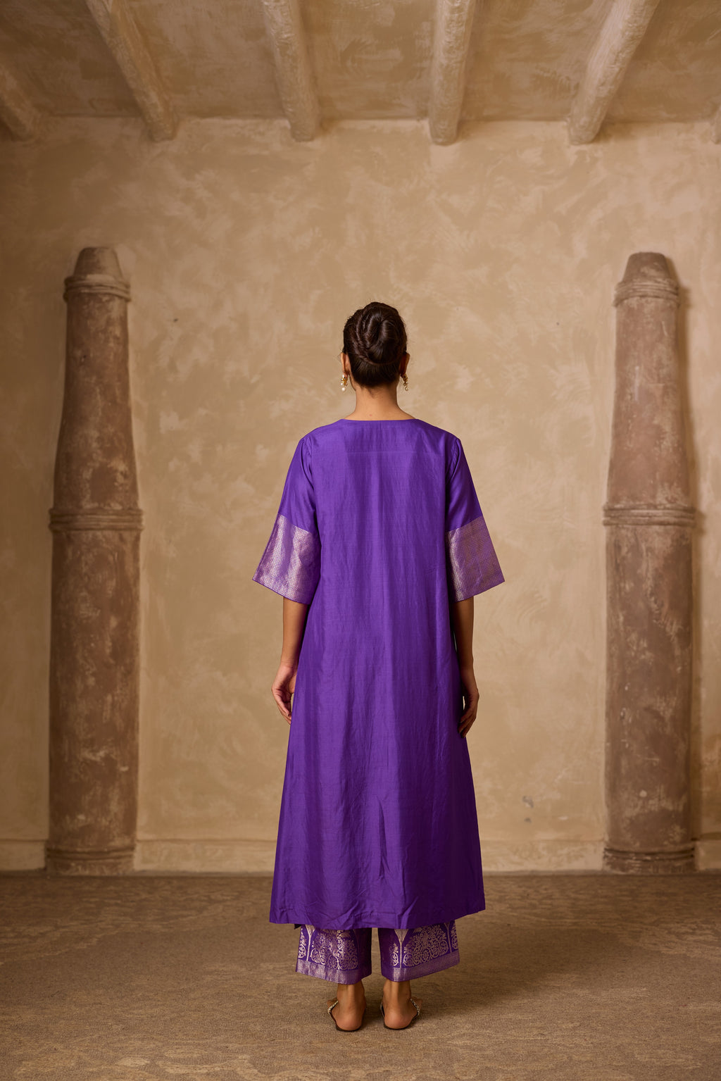 ADA SILK KURTA SET PURPLE