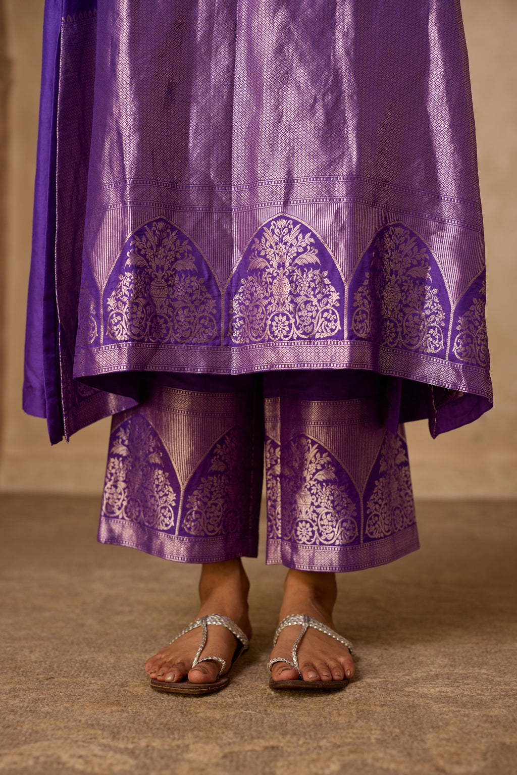 ADA SILK KURTA SET PURPLE