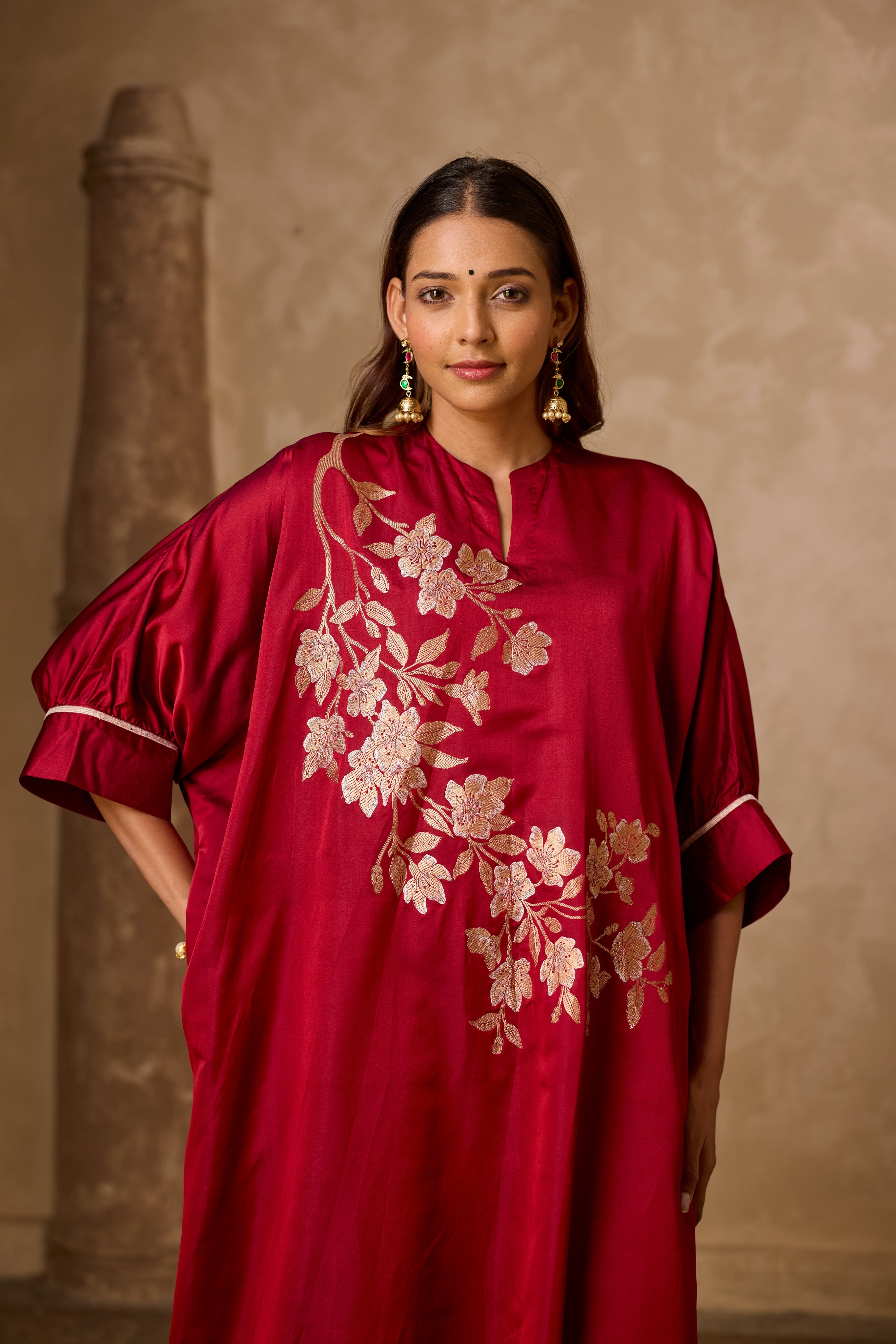 PHOOL KAFTAN SET RED