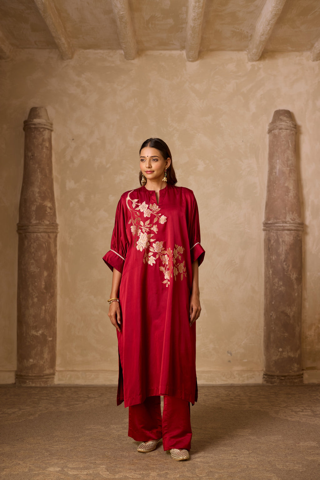PHOOL KAFTAN SET RED