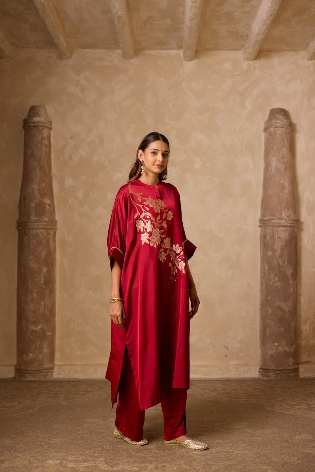PHOOL KAFTAN SET RED