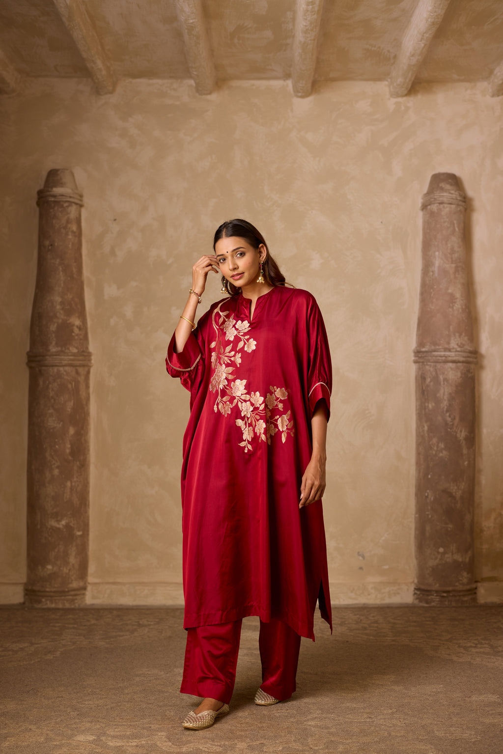 PHOOL KAFTAN SET RED