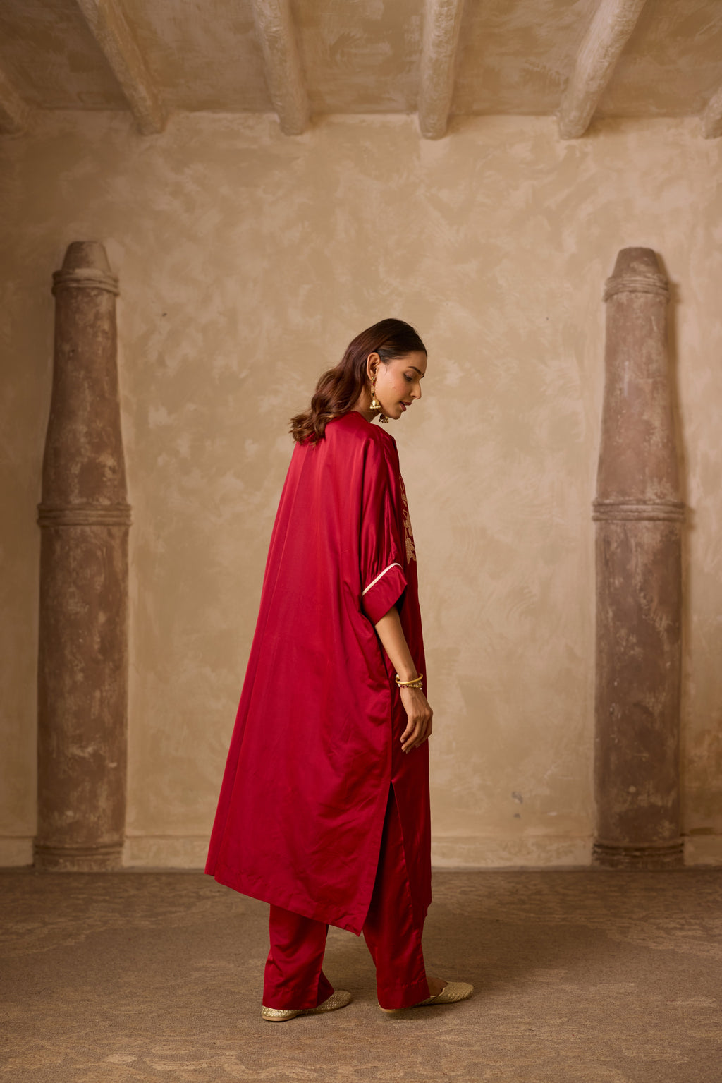 PHOOL KAFTAN SET RED