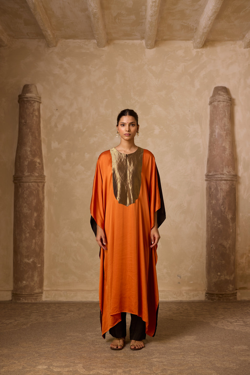 HAAR KAFTAN RUST & BLACK