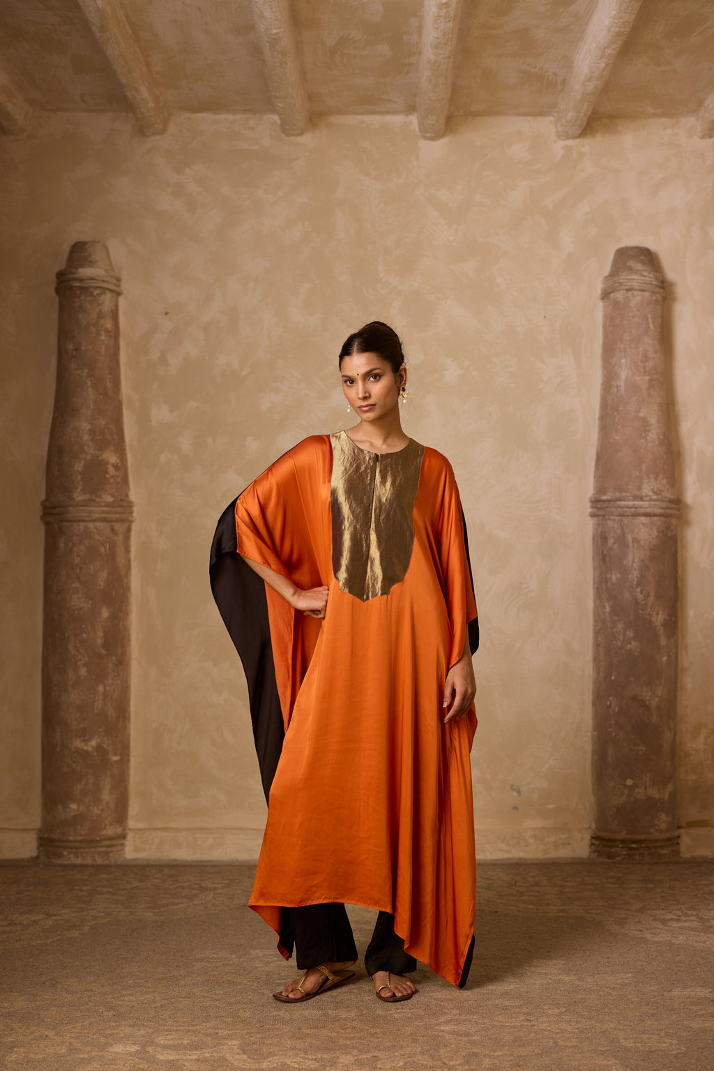 HAAR KAFTAN RUST & BLACK