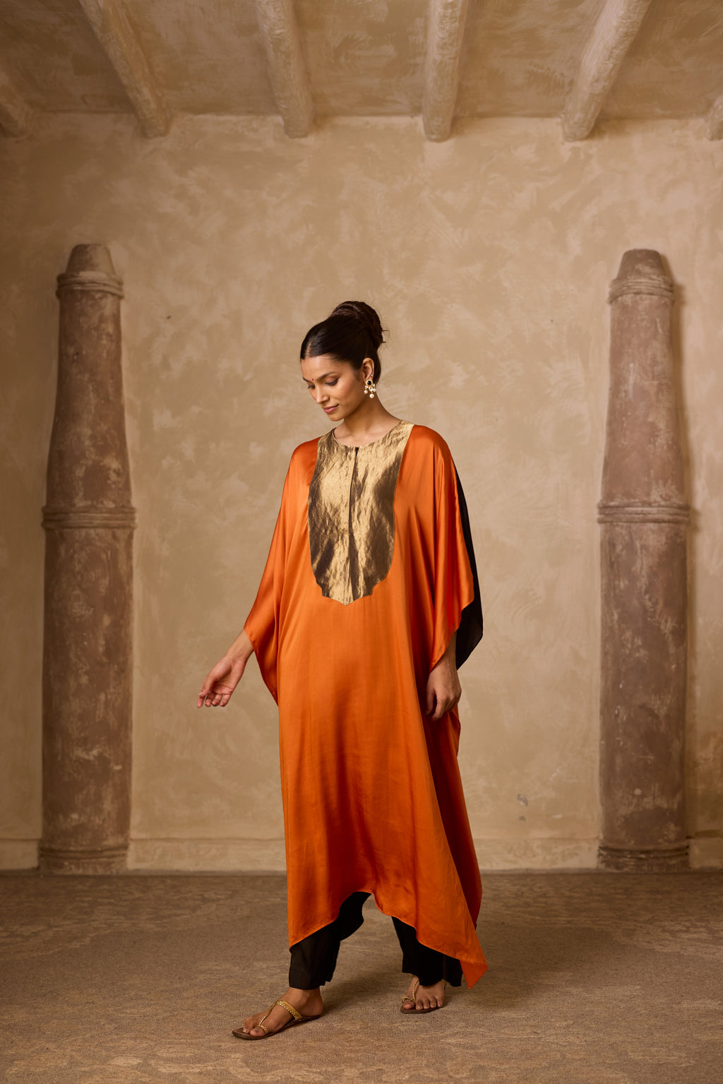 HAAR KAFTAN RUST & BLACK