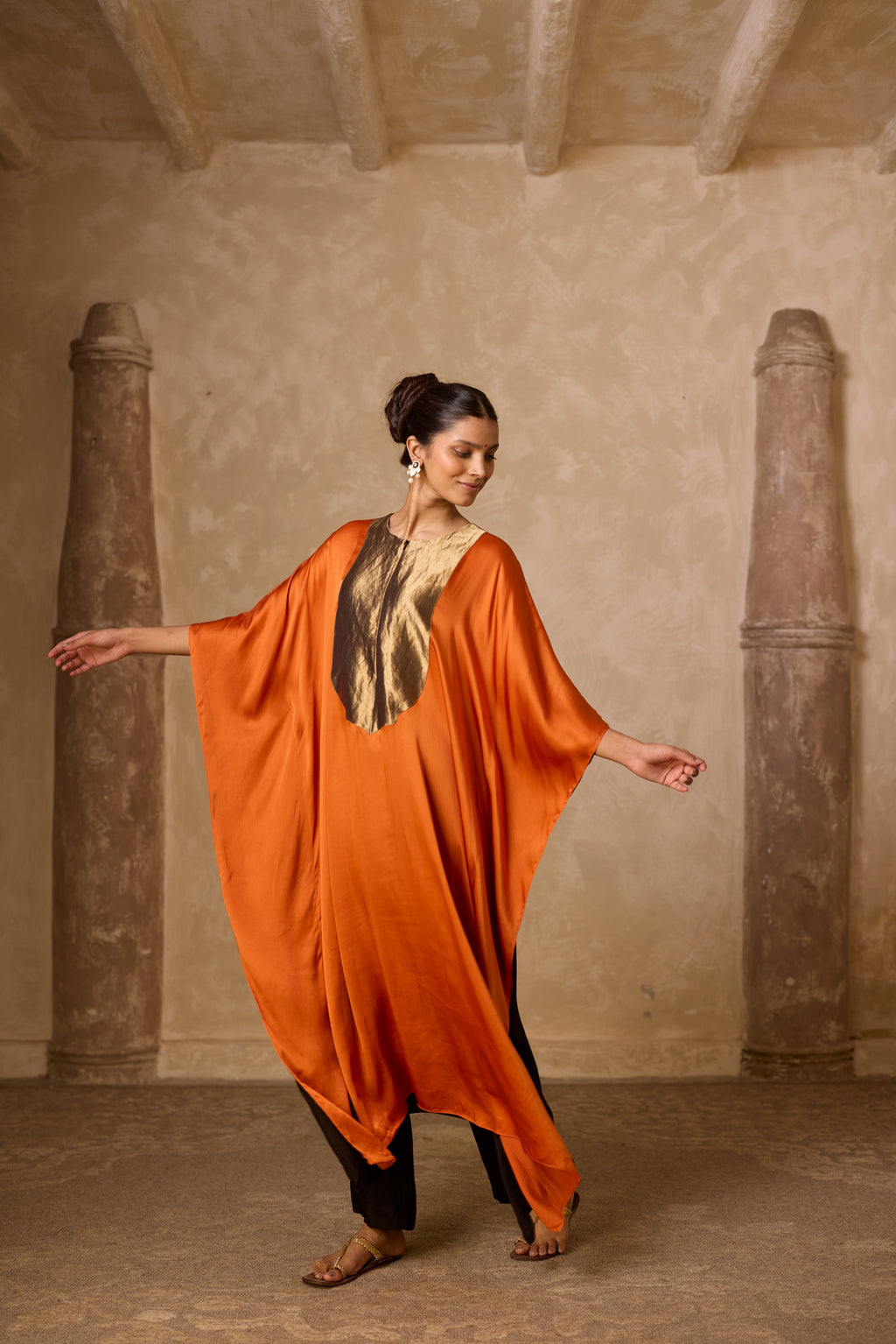 HAAR KAFTAN RUST & BLACK