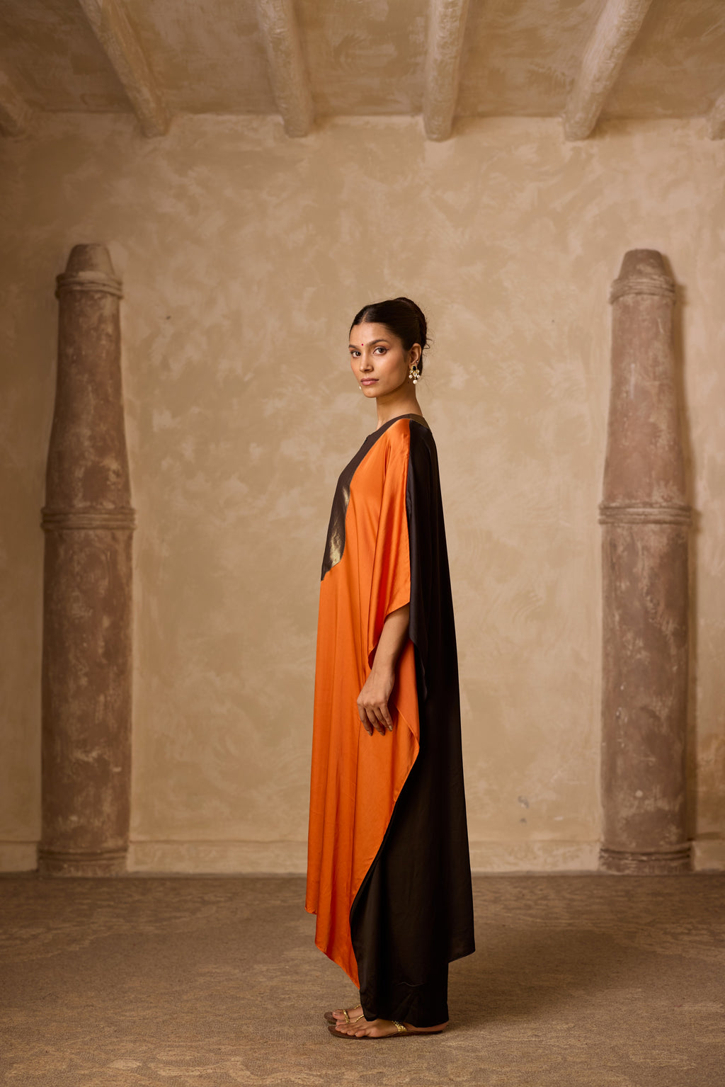 HAAR KAFTAN RUST & BLACK